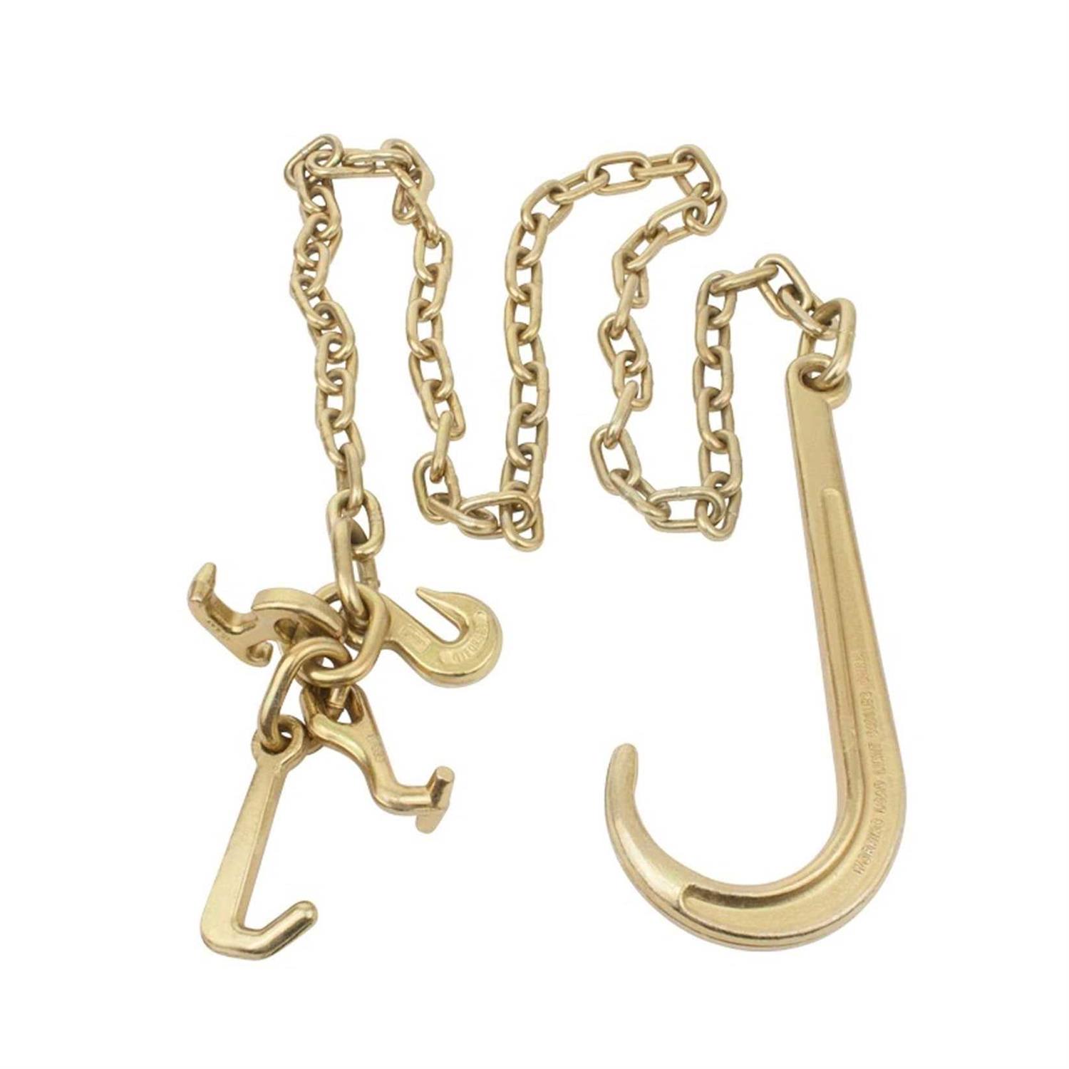 Mytee Products 5/16 inch x 6′ Long Shank J Hook Tow Chain w. RTJ Cluster & Grab Hook - Inhomebuy