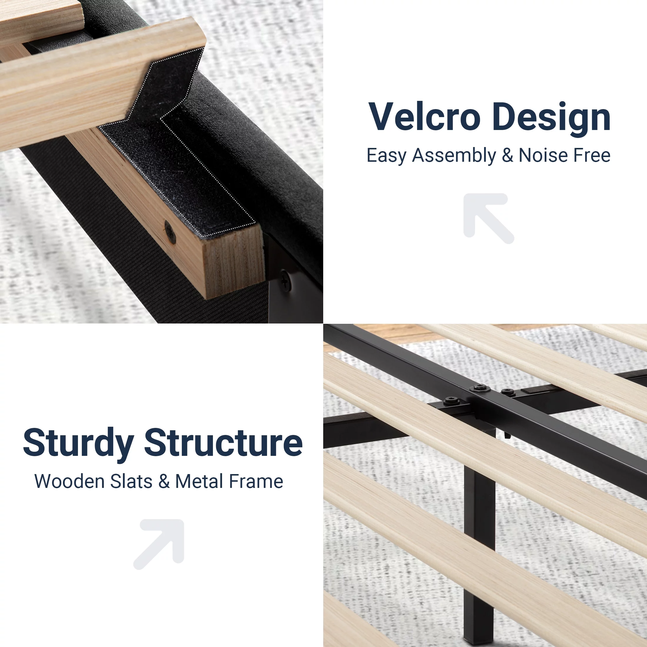 Allewie Queen Velvet Upholstered Bed Frame with Vertical Channel Tufted Headboard, Light Pink - Inhomebuy