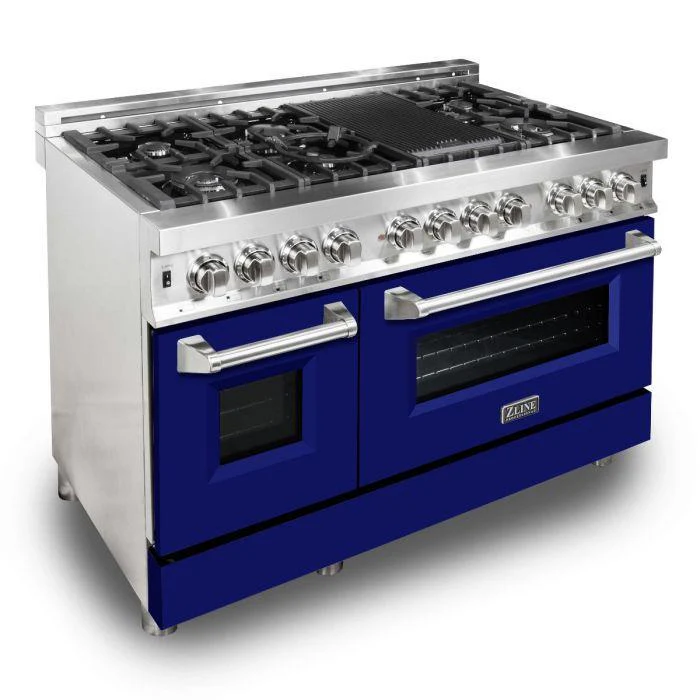 ZLINE 48 in. Professional Gas Burner/Electric Oven Stainless Steel 6.0 cu.ft. 7 Range - Blue Matte, RA-BM-48 - Inhomebuy
