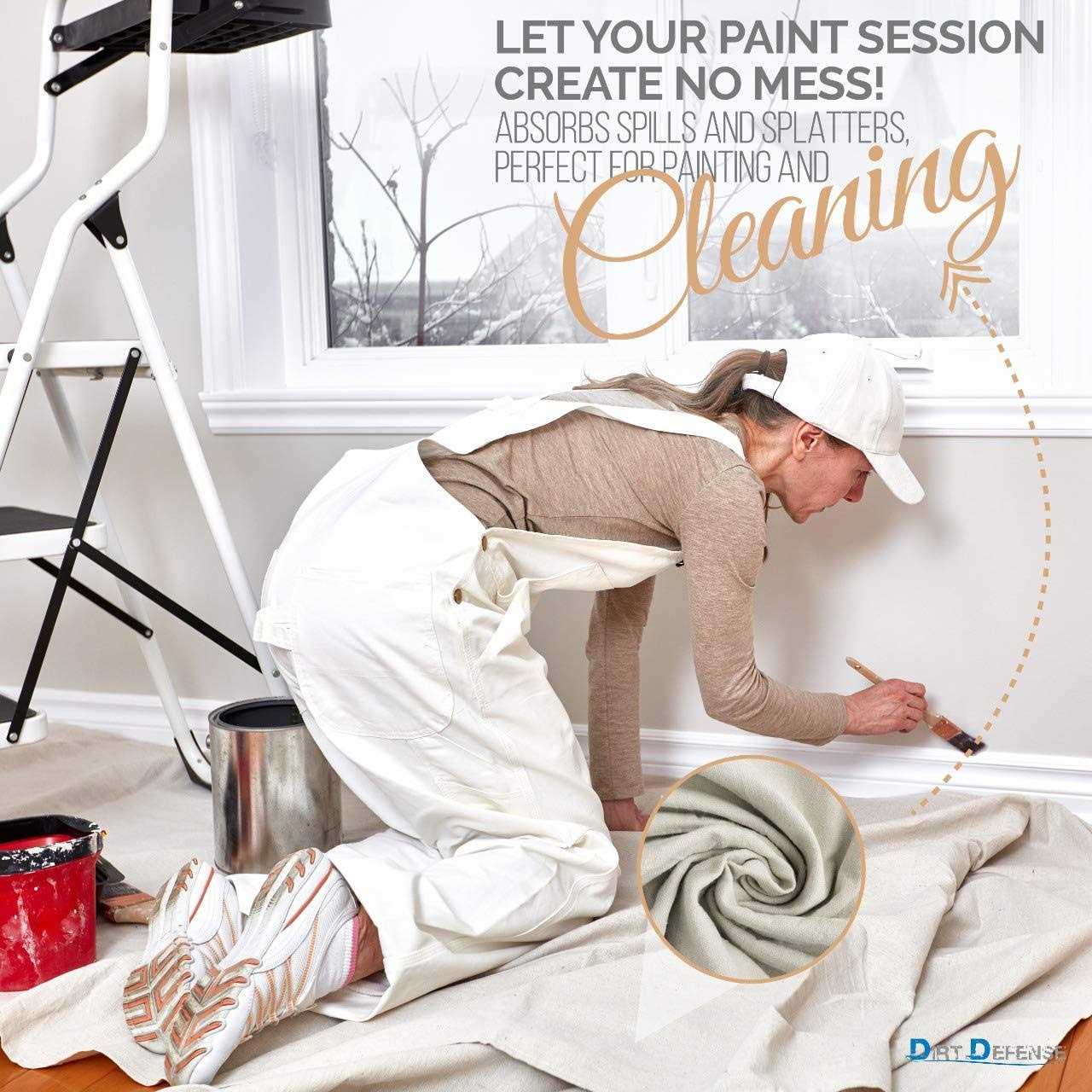 Dirt Defense Canvas Drop Cloth Cotton Tarp Large Canvas Tarp For Art Supplies, Drop Painting Supplies/paint Canvas Fabric and Furniture - Inhomebuy