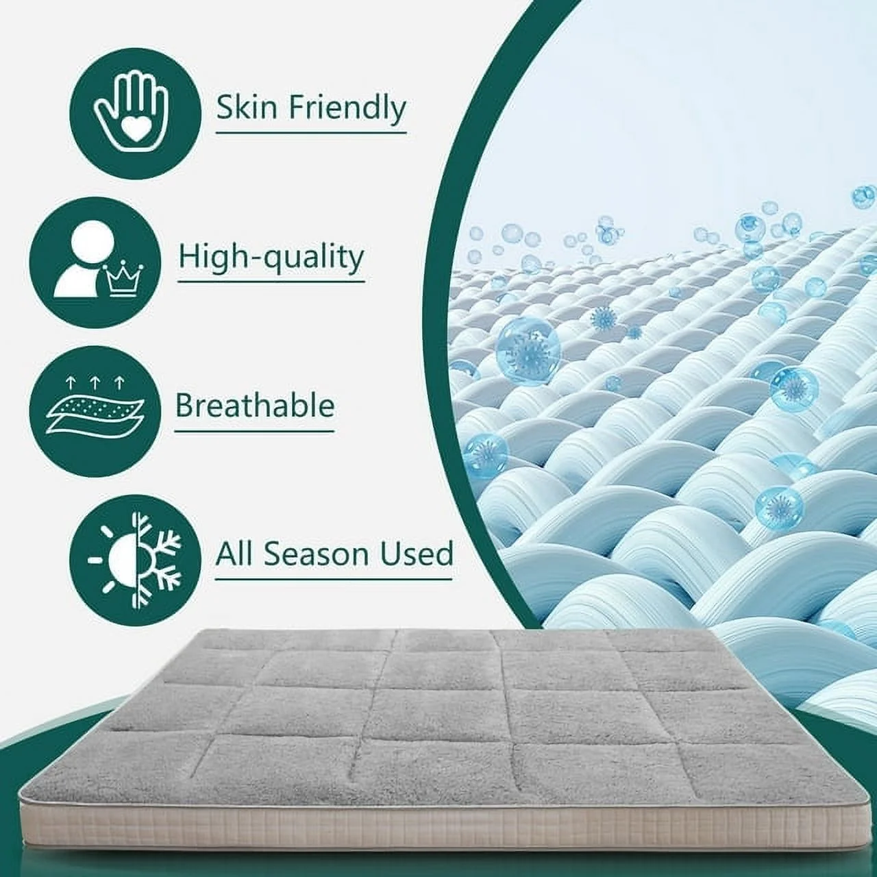 ABORON Japanese Floor Mattress, Upgraded Reversible Winter Futon Mattress Foam Mattress, 4