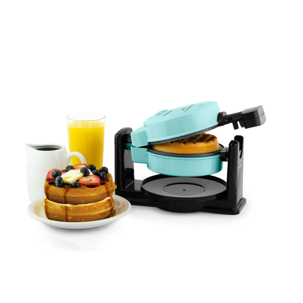 MyMini Flip Belgian Waffle Maker, Aqua - Inhomebuy