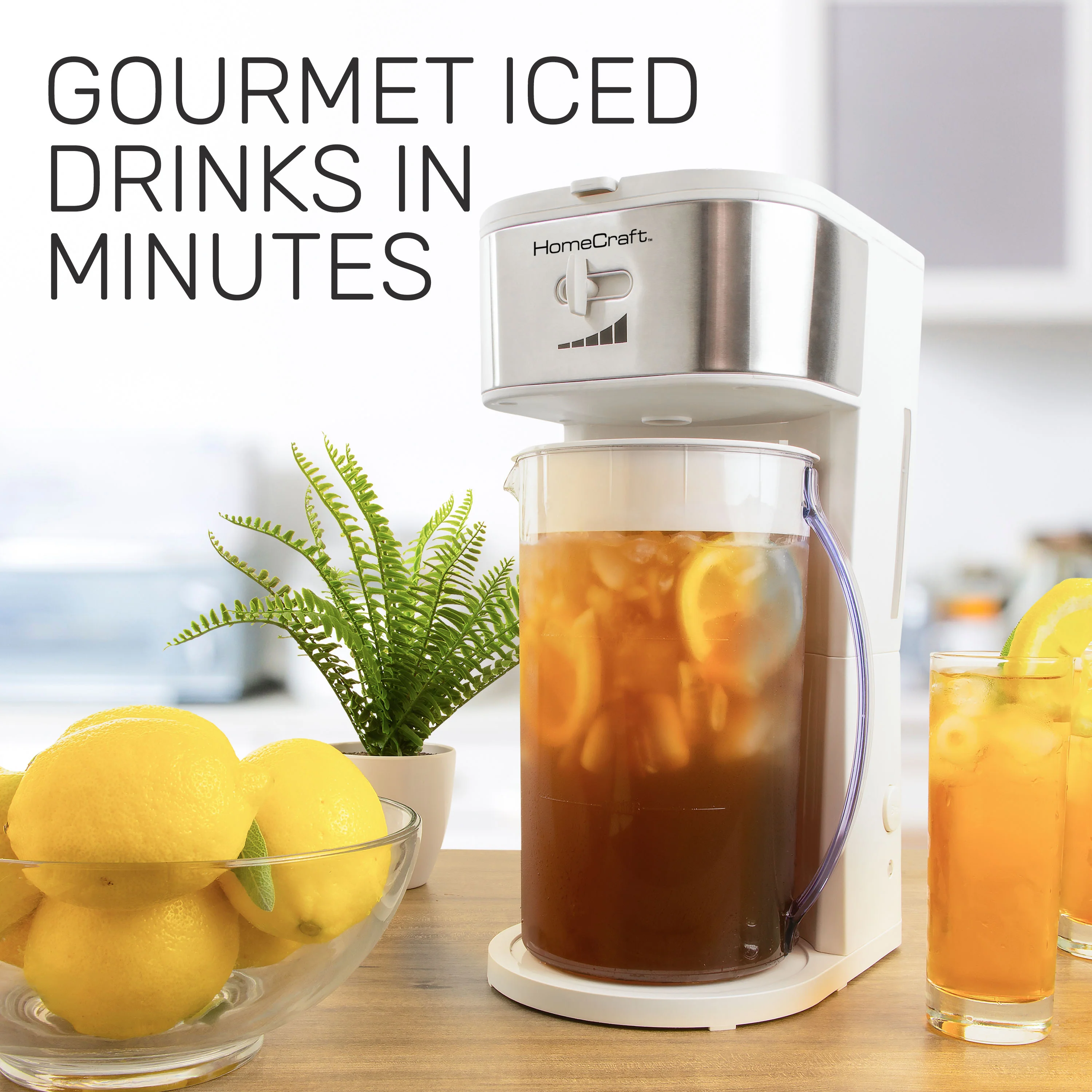 HomeCraft 3-Quart White Café' Ice Tea and Iced Coffee Brewing System - Inhomebuy