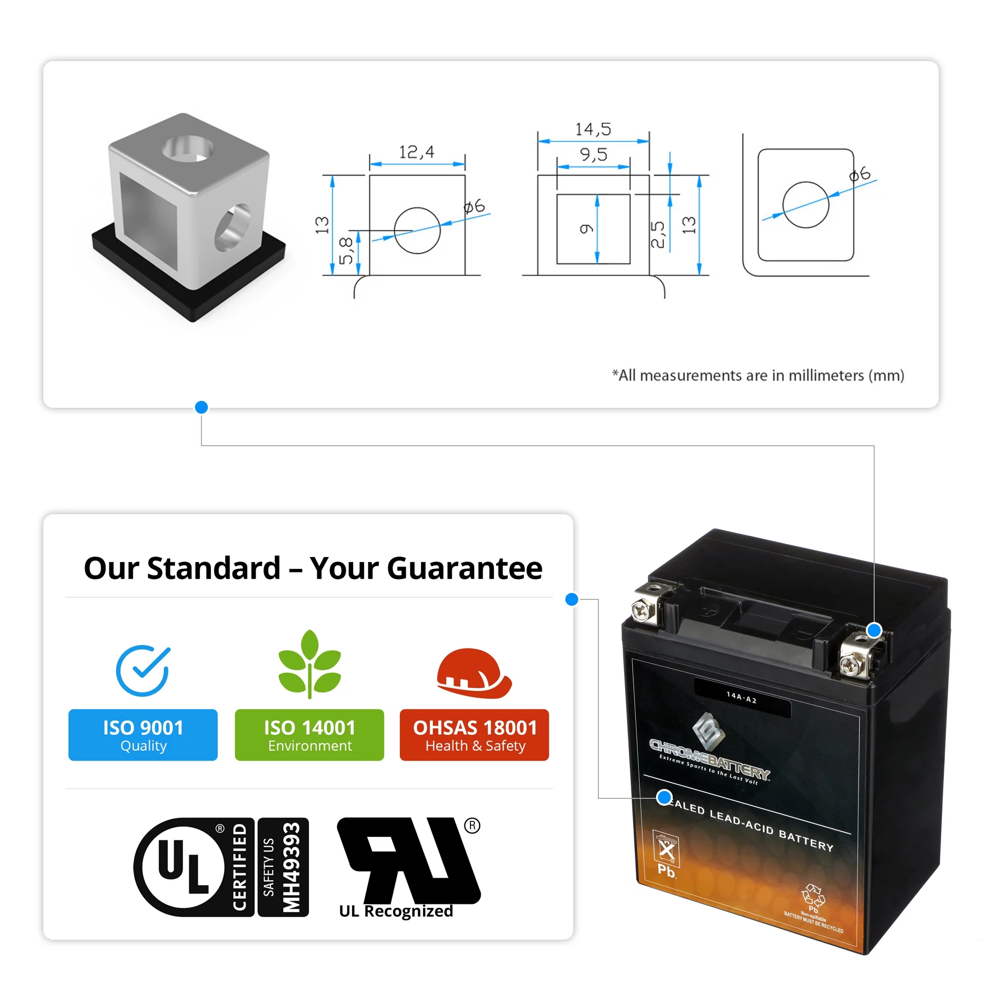 Yb14A-A2 High Performance Power Sports Battery - Inhomebuy