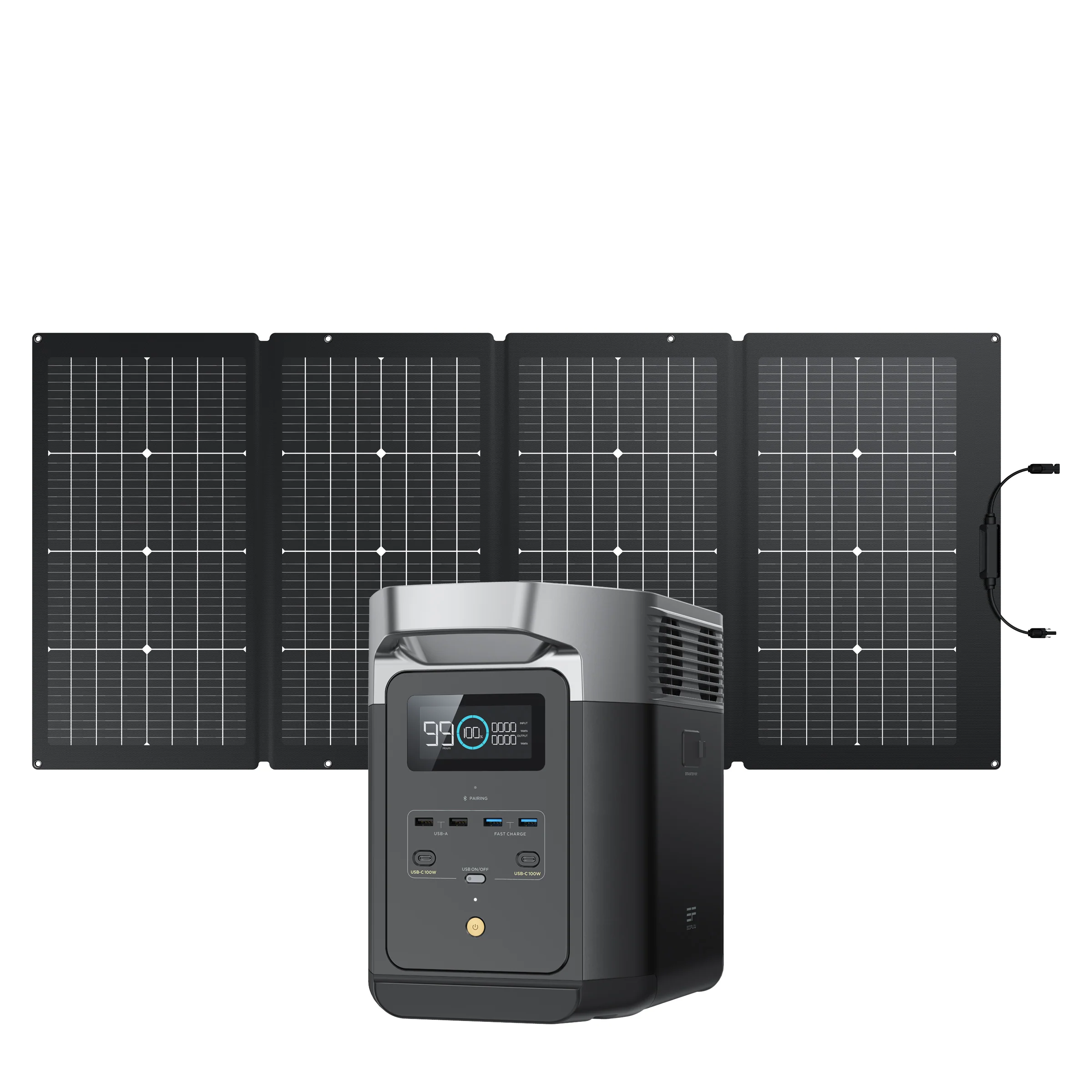 EcoFlow Package - DELTA 2 Max Portable Power Station (2048Wh) and 1 x Bifacial Portable Solar Panel (220W) - Inhomebuy