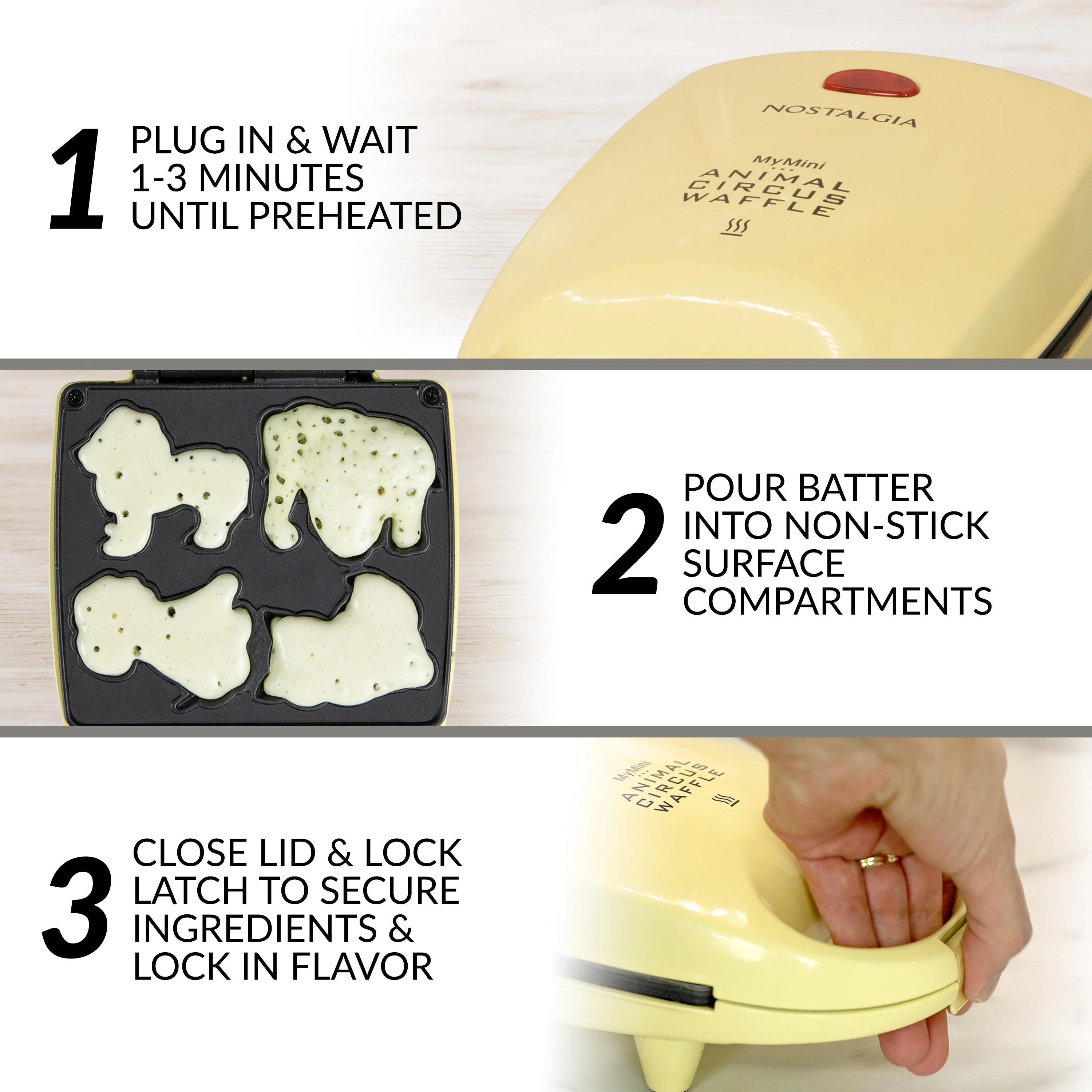 MyMini�?Animal Circus Waffle Maker, Yellow - Inhomebuy