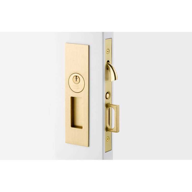 Emtek Mortise Pocket Door Hardware Narrow Modern Rectangular Keyed Pocket Door Mortise Lock 2153US26138 - Inhomebuy