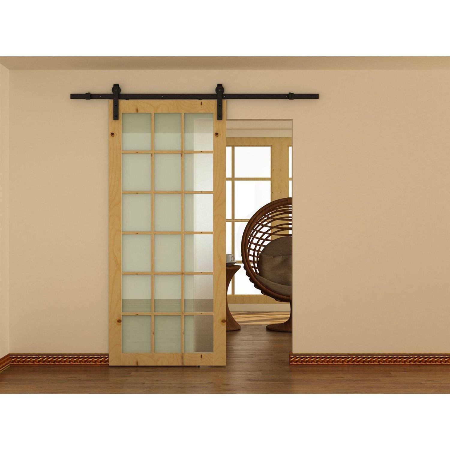 Wurth Flat-Tip Design Single-Door Sliding Track Barn Door Hardware Kit - Inhomebuy