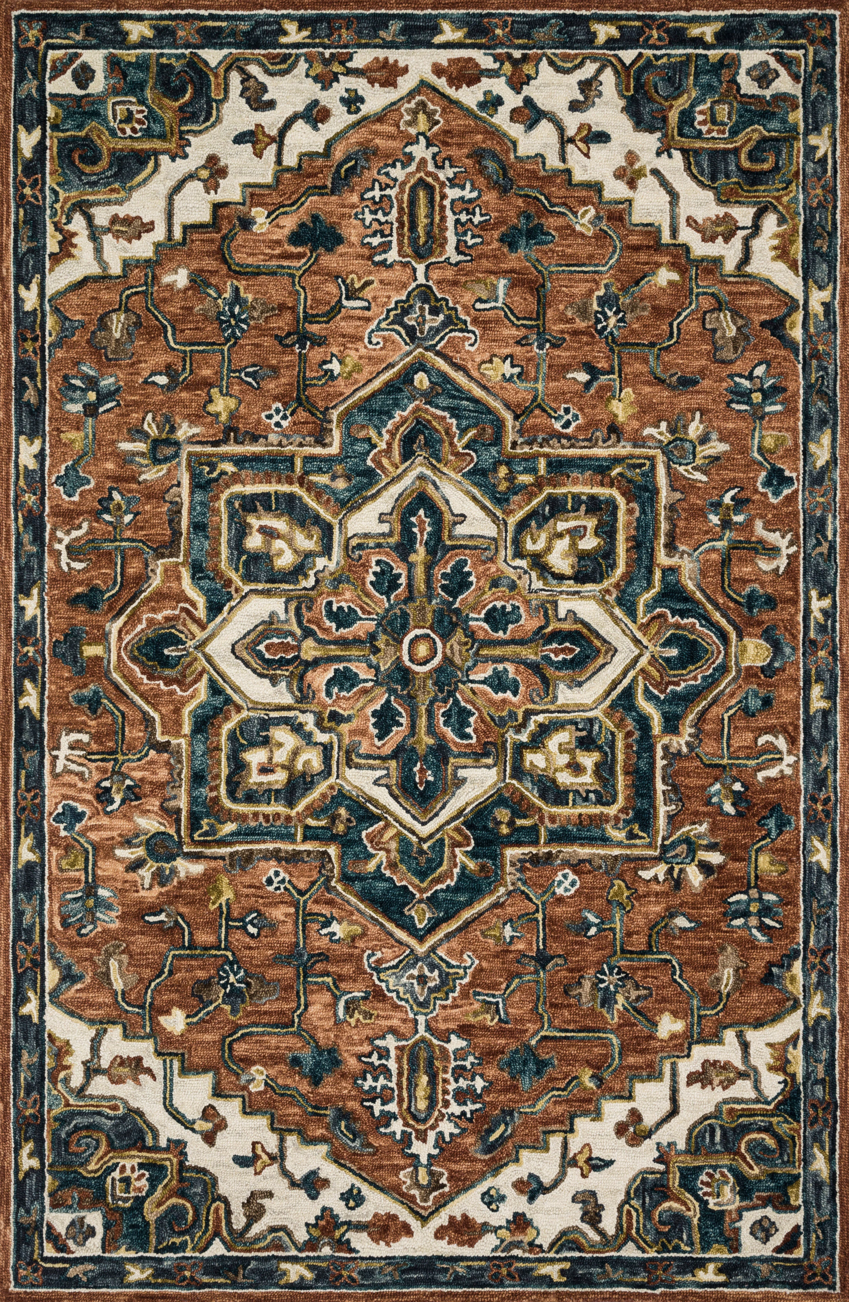 Loloi Rugs Victoria Collection Rug in Rust, Ivory - 9'3