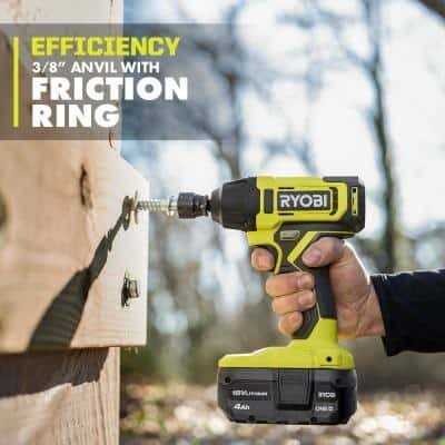 RYOBI ONE+ 18V Cordless 1/2 in. Impact Wrench Kit with 4.0 Ah Battery and Charger PCL265K1 - Inhomebuy