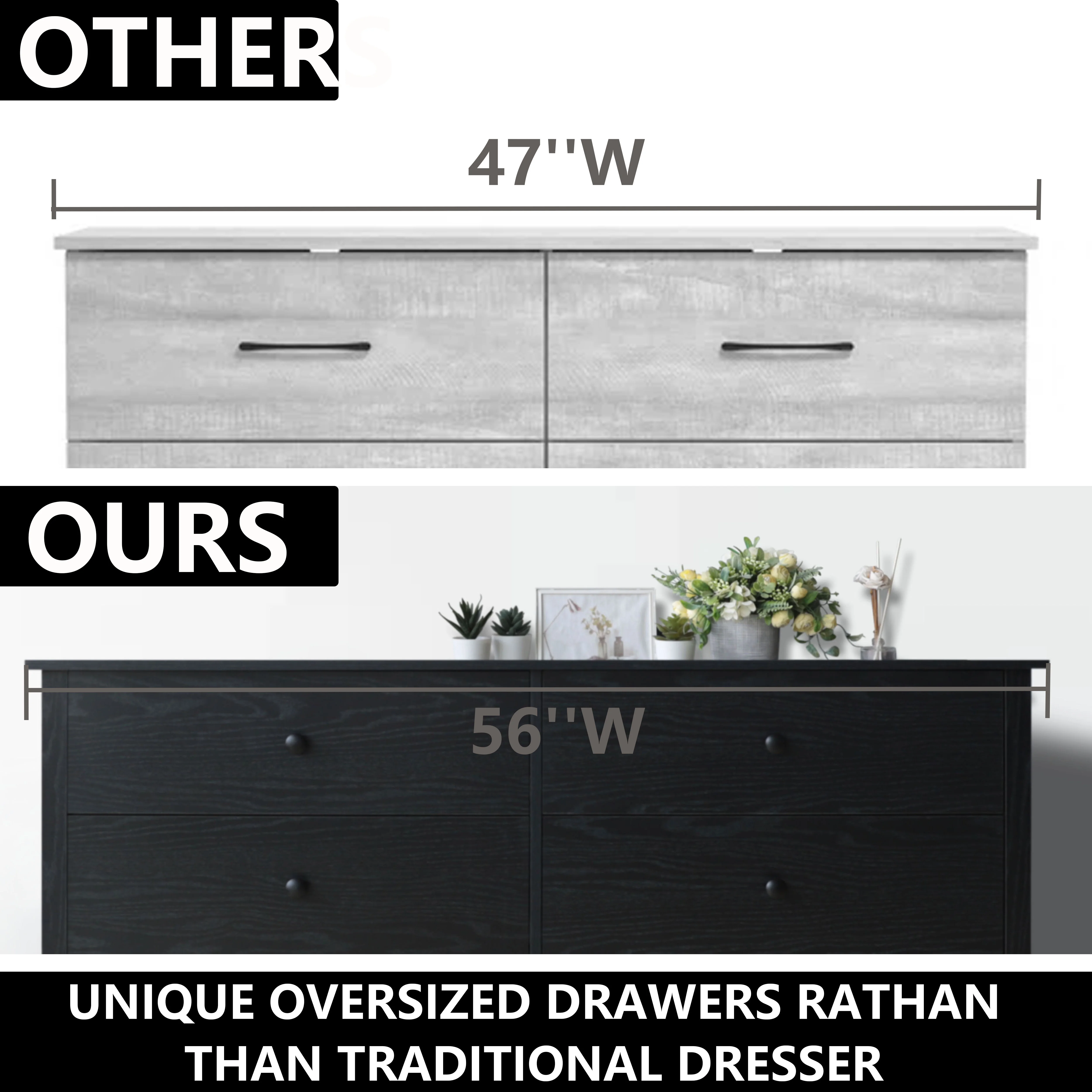 VEIKOUS 6 Drawer Dresser Chest for Bedroom, Storage Chest of Drawers for Closet Organizers, Black - Inhomebuy