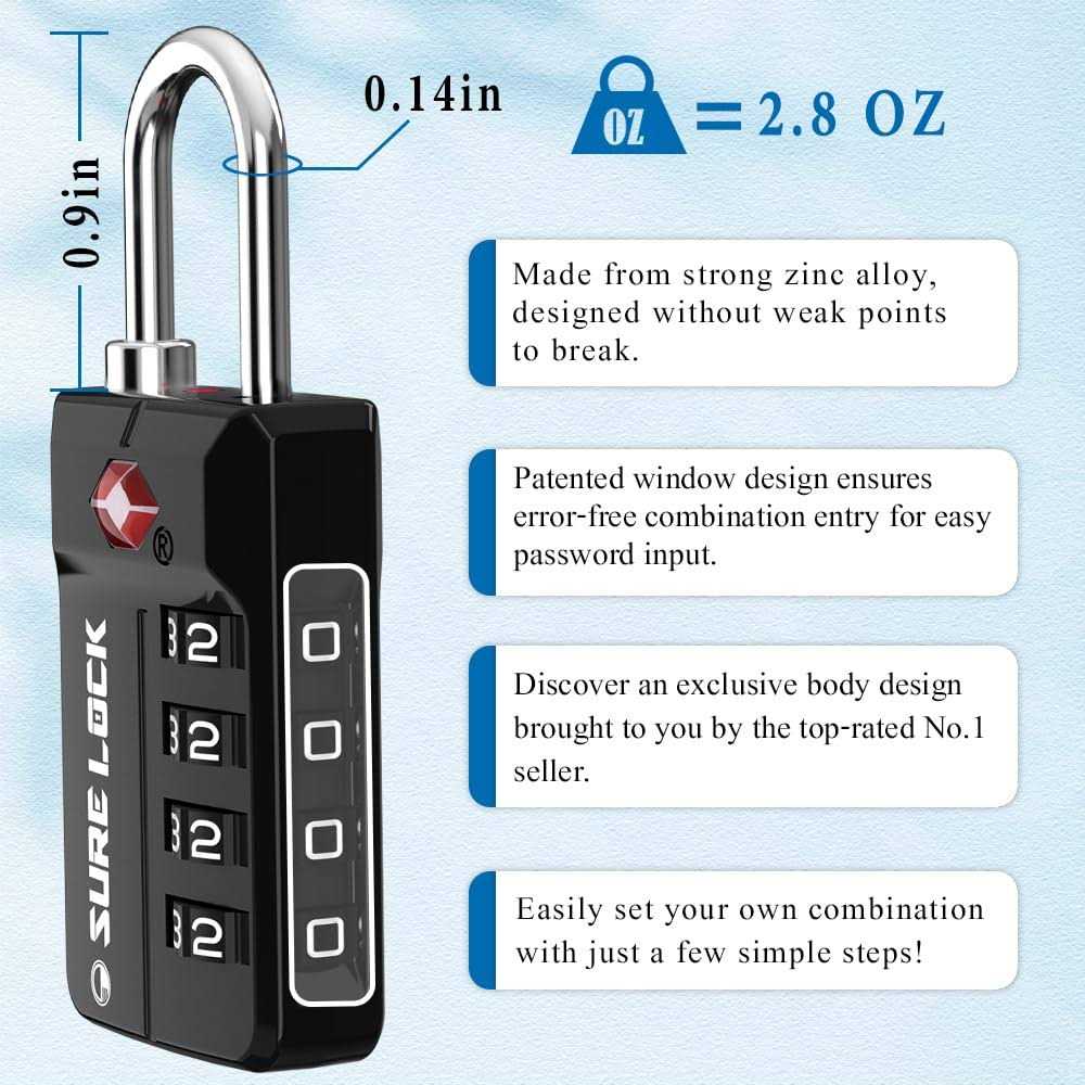 SURE LOCK Tsa Approved Travel Luggage Locks Open Alert Combination Lock for School Office Gym Locker,Toolbox - Inhomebuy