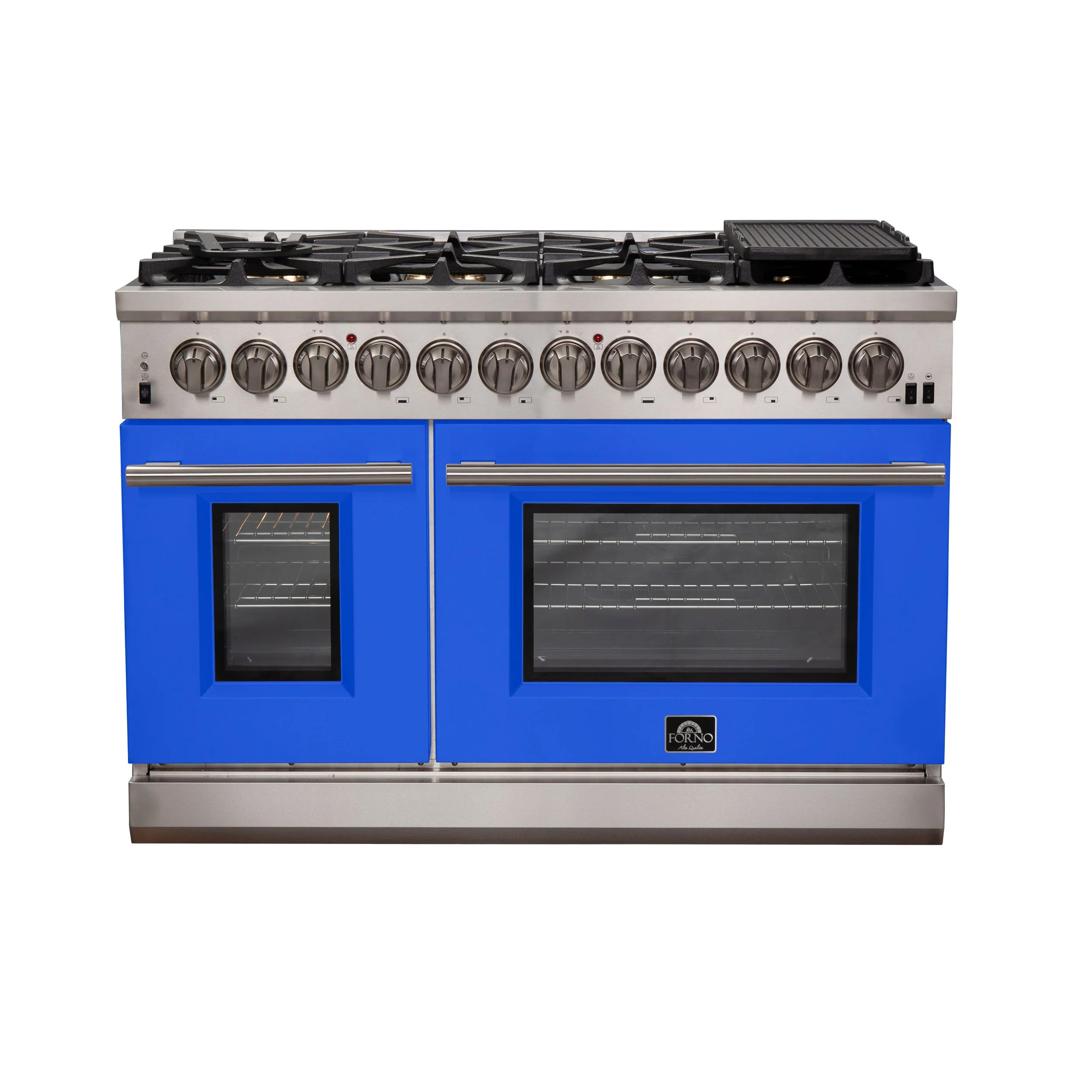 Forno 48 Inch Professional Freestanding Dual Fuel Range in Blue, FFSGS6187-48BLU - Inhomebuy
