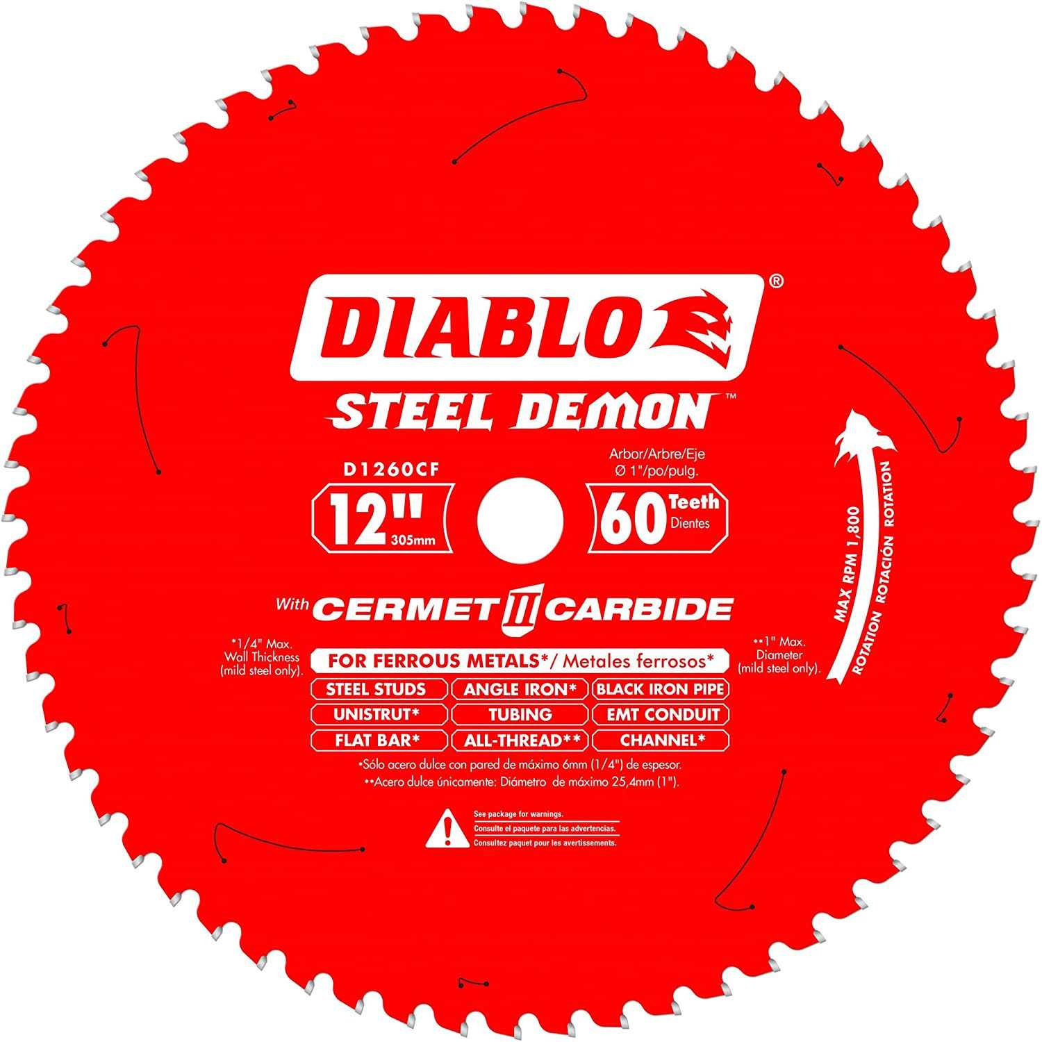 Diablo D1260CF 12 in x 60 Tooth Steel Demon Metal Cutting Saw Blade - Inhomebuy