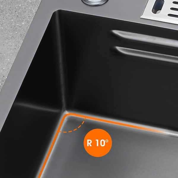 YASINU Zero Radius Drop-in 16G Stainless Steel 30 in. 4-Hole Single Bowl Workstation Waterfall Kitchen Sink - Inhomebuy