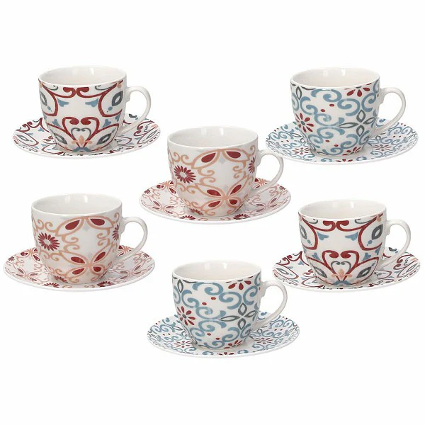 Iris Ribeira Tea Cup & Saucer Set 6 - Inhomebuy