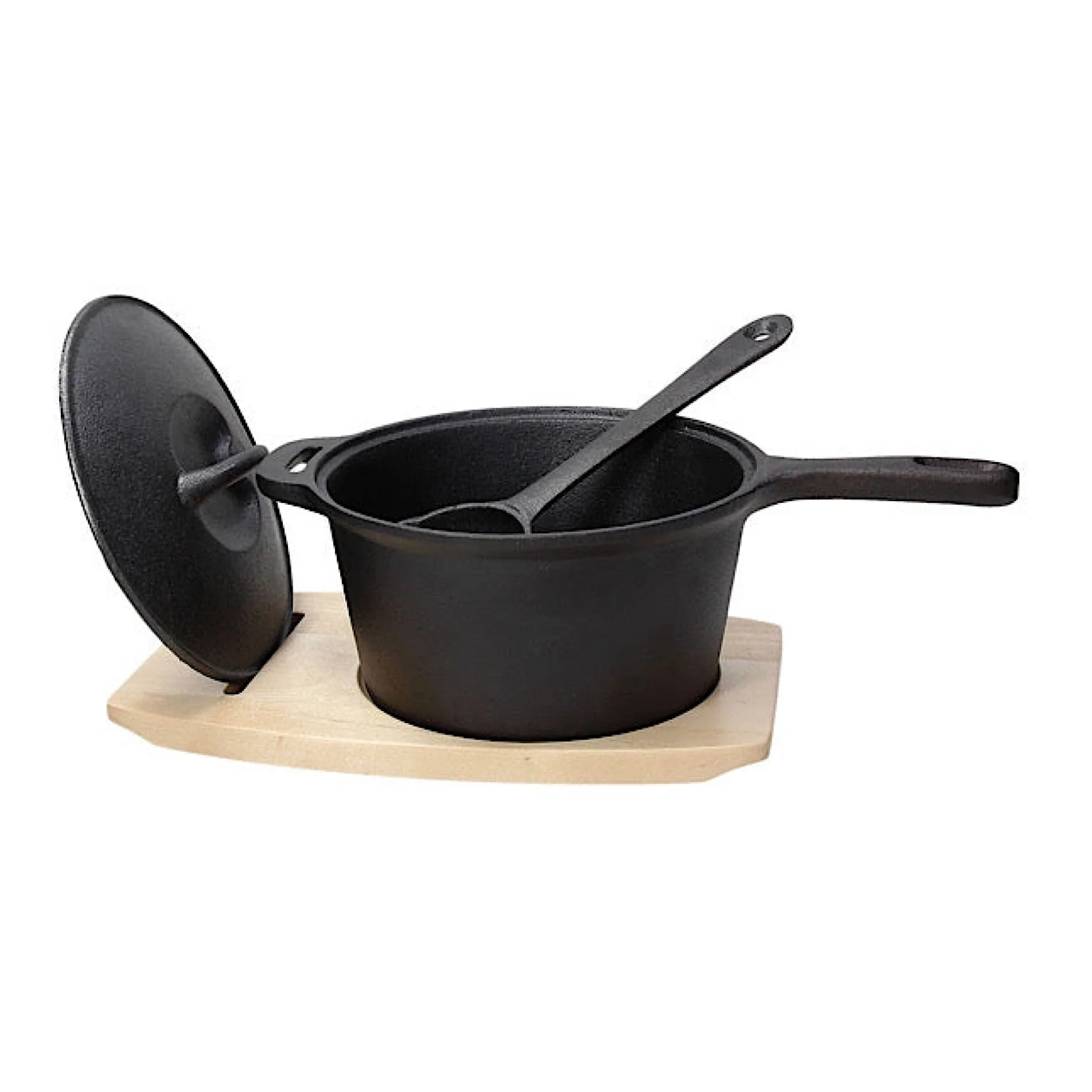 Fusion Taste Cast Iron Casserole 18cm + Wood Base - Inhomebuy