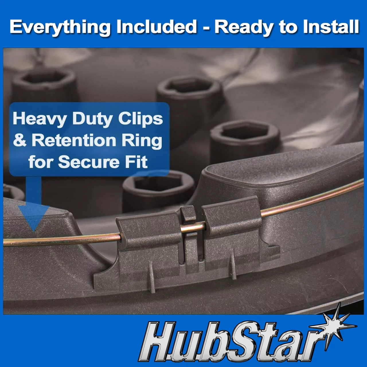 HubStar Hubcap for Ford Van 1998-2023, Premium Heavy-Duty Replacement 16-inch Wheel Cover (4 Pieces) - Inhomebuy