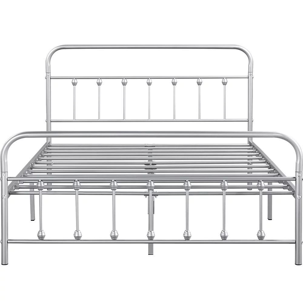 Alden Design Metal Platform Queen Bed with High Headboard, Black - Inhomebuy