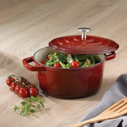 Roasting Round Tray Cast Iron Red  4.6L - Inhomebuy