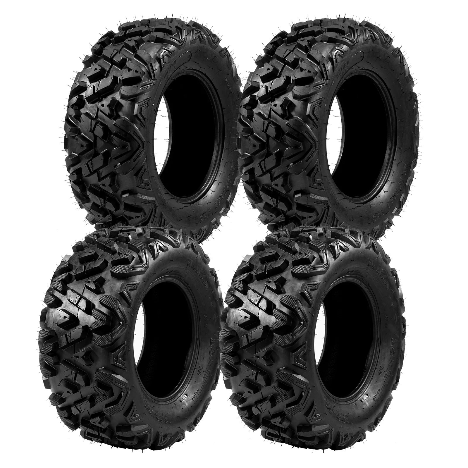 Ktaxon Set of 4 6PR All Terrain ATV UTV Tires, 25x8-12 Front & 25x10-12 Rear, Tubeless - Inhomebuy