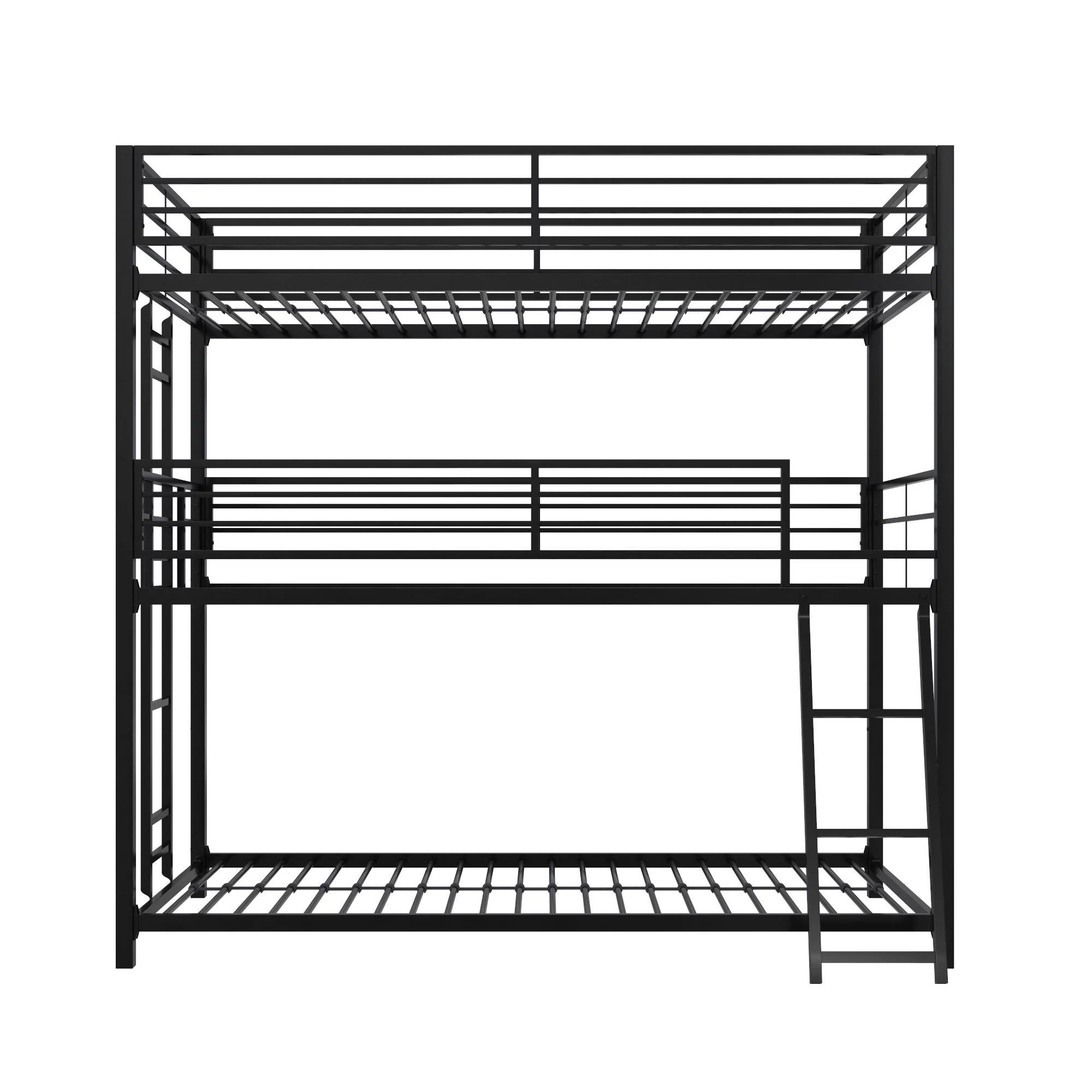 Your Zone June Triple Twin Metal Bunk Bed, Black - Inhomebuy