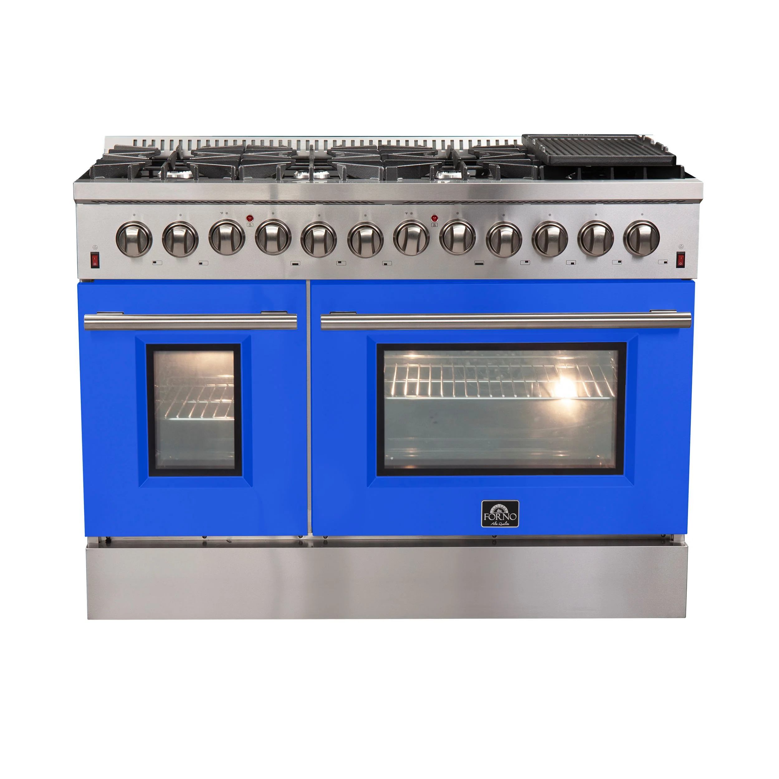 Forno 48 Inch Professional Freestanding Dual Fuel Range in Blue, FFSGS6156-48BLU - Inhomebuy