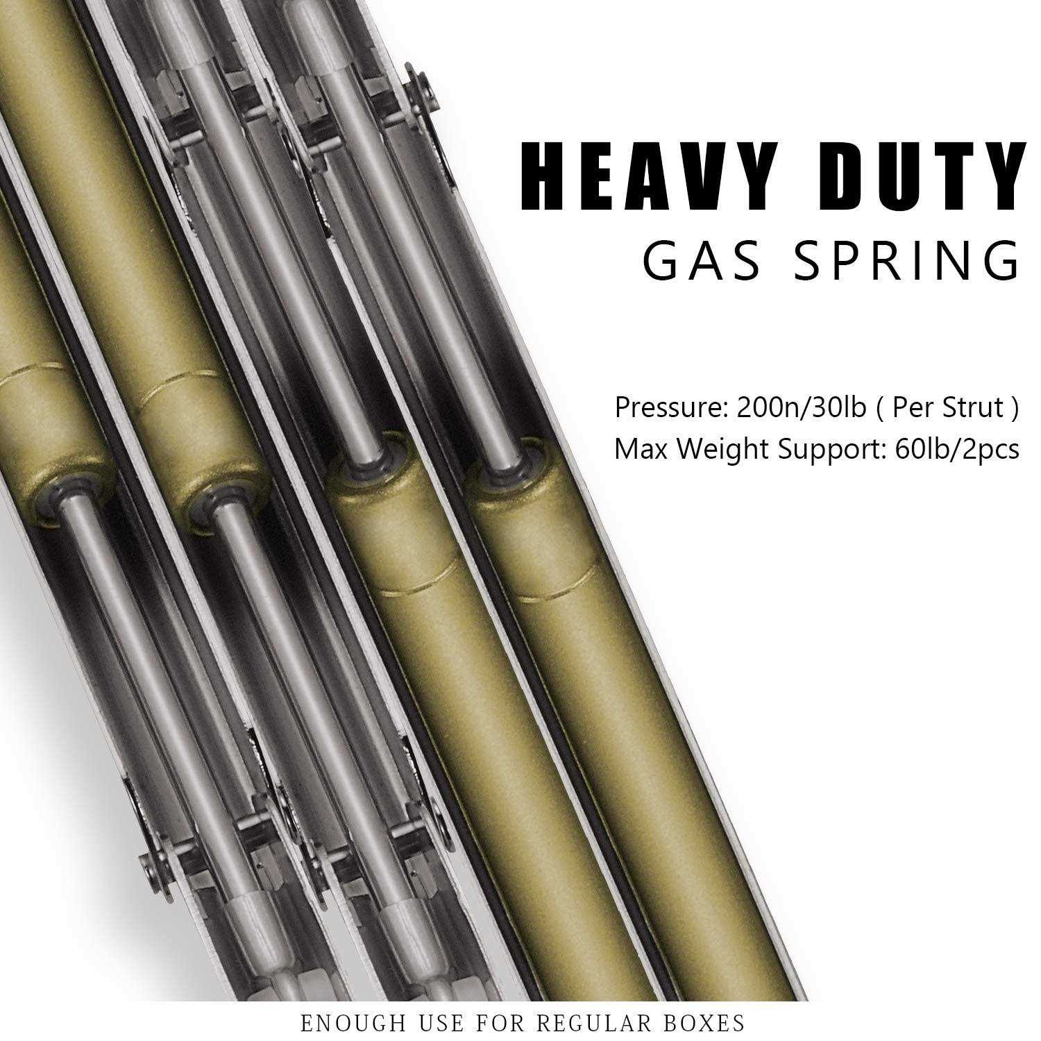 yumore Gas Struts 200n/30lb Heavy Duty Support Hinges Automatic Slow Lowering Safety Pneumatic for Cabinets Wooden Box Toy Chest - Inhomebuy