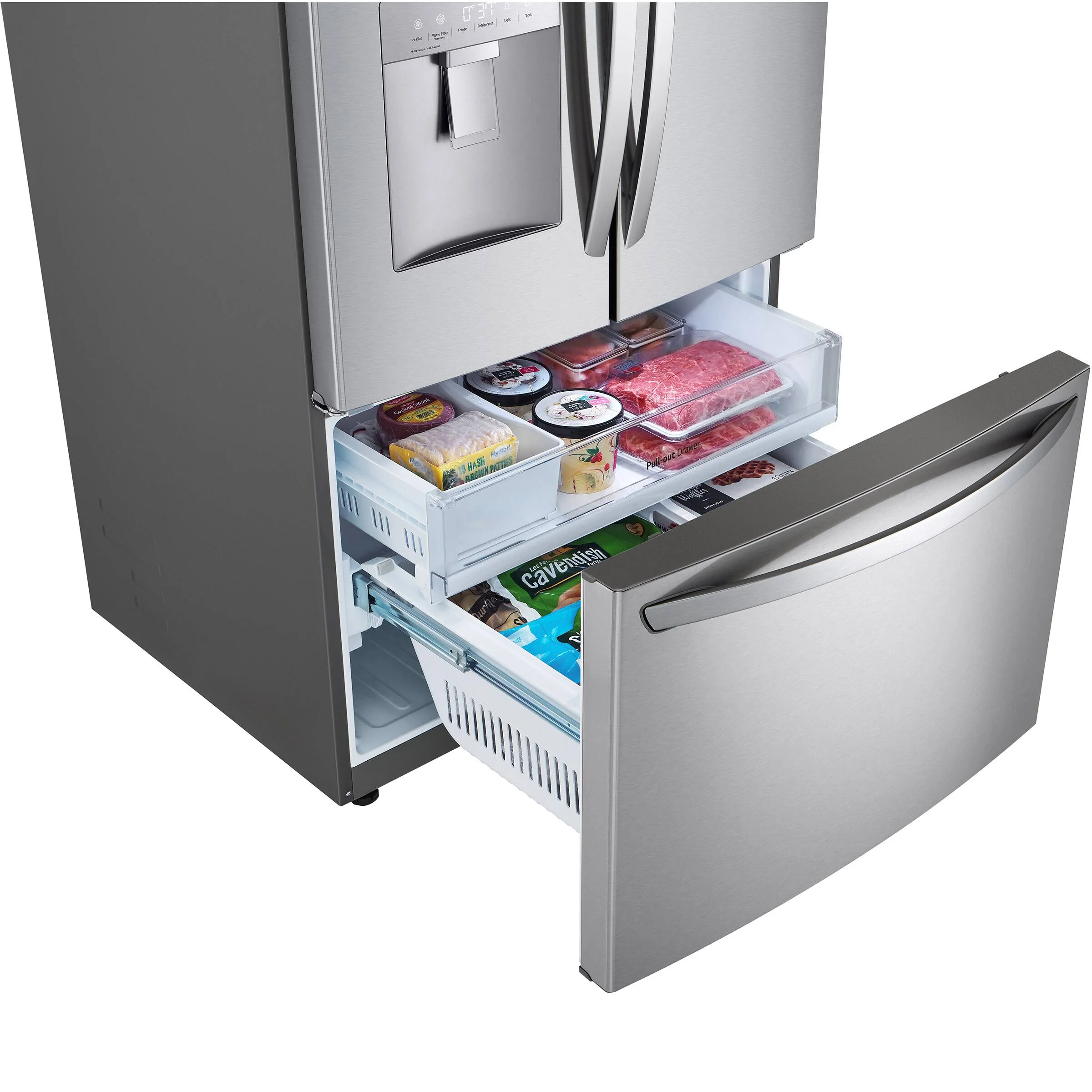 LG 36 IN. 29 CU. FT. SMUDGE-RESISTANT STAINLESS STEEL FRENCH DOOR WITH SLIM DESIGN EXTERNAL WATER DI - Inhomebuy