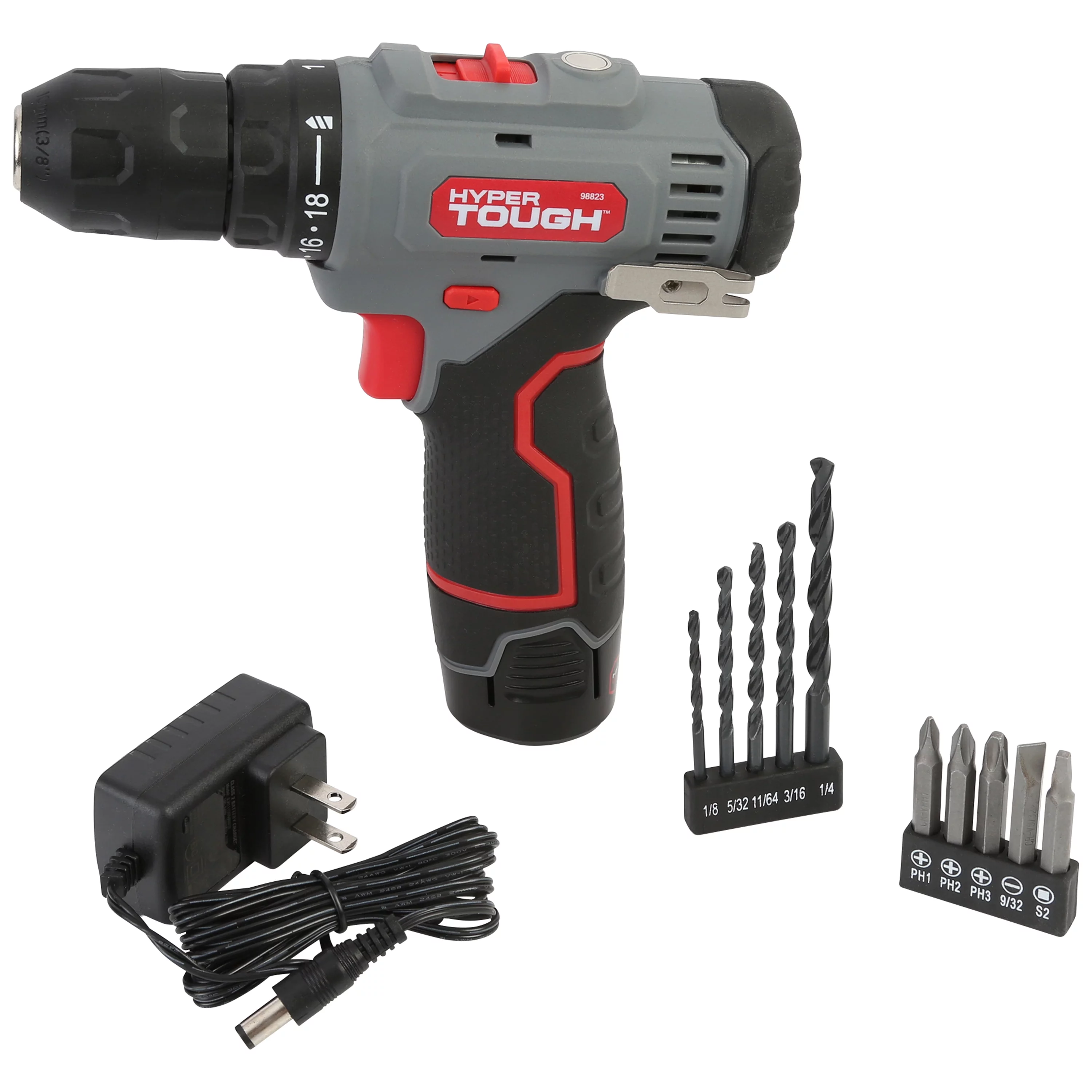 Hyper Tough 12V Max Lithium-Ion Cordless 2-Speed Drill Driver with 1.5Ah Battery and Charger, Model 98823 - Inhomebuy