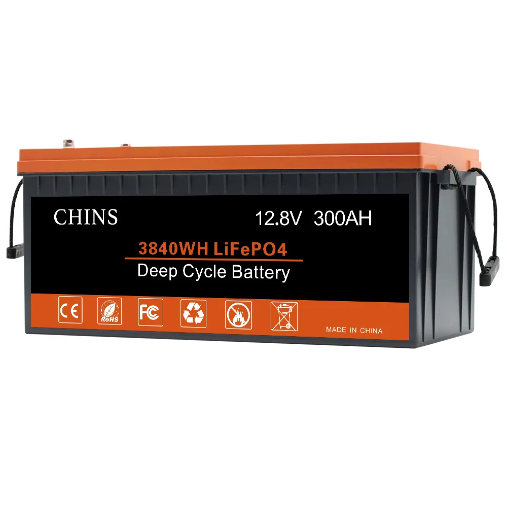 CHINS LiFePO4 Battery 12V 300Ah Lithium iron Battery Built 200A BMS for Home Energy Storage Off-Grid - Inhomebuy