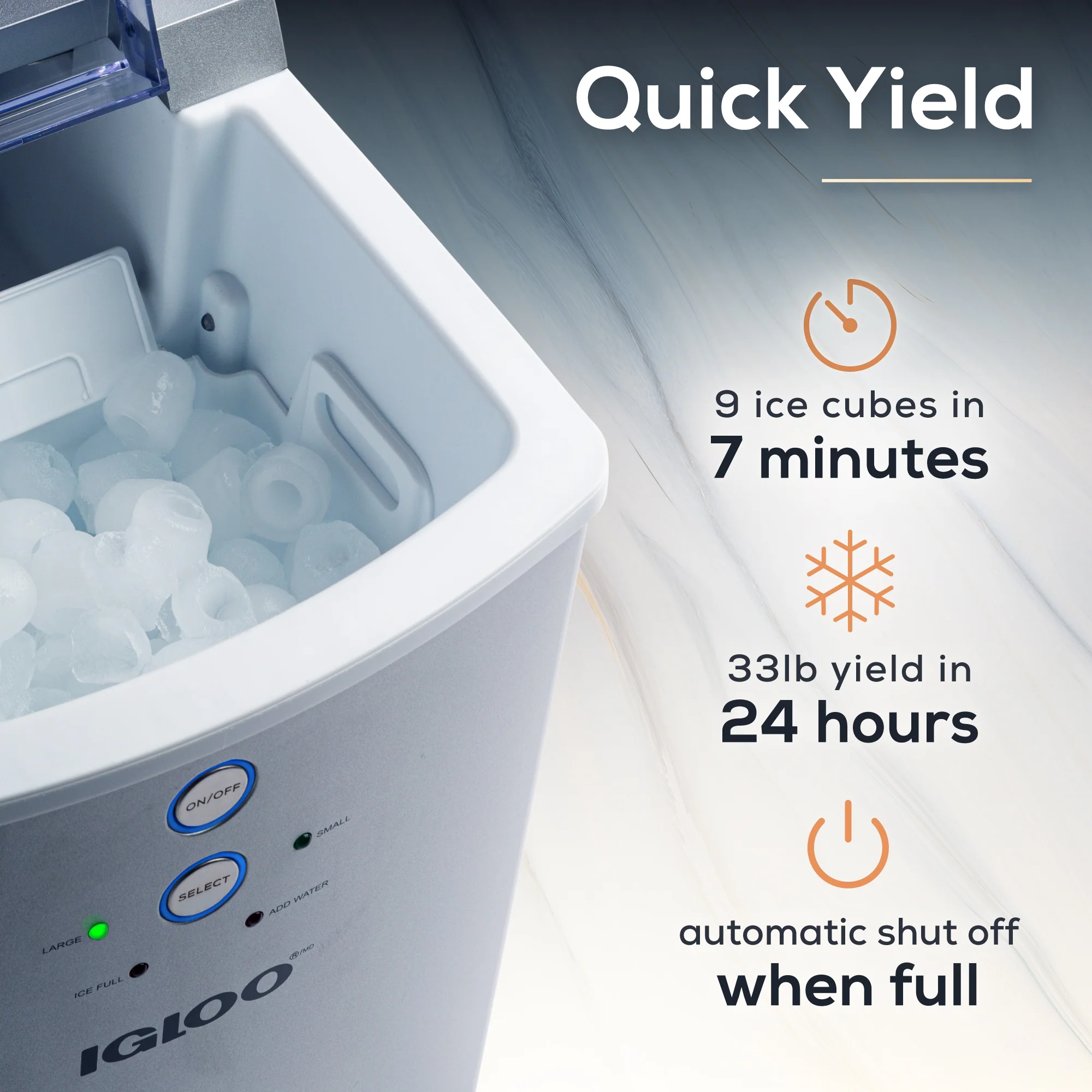 IGLOO® 33-Pound Automatic Portable Countertop Ice Maker Machine, Silver - Inhomebuy