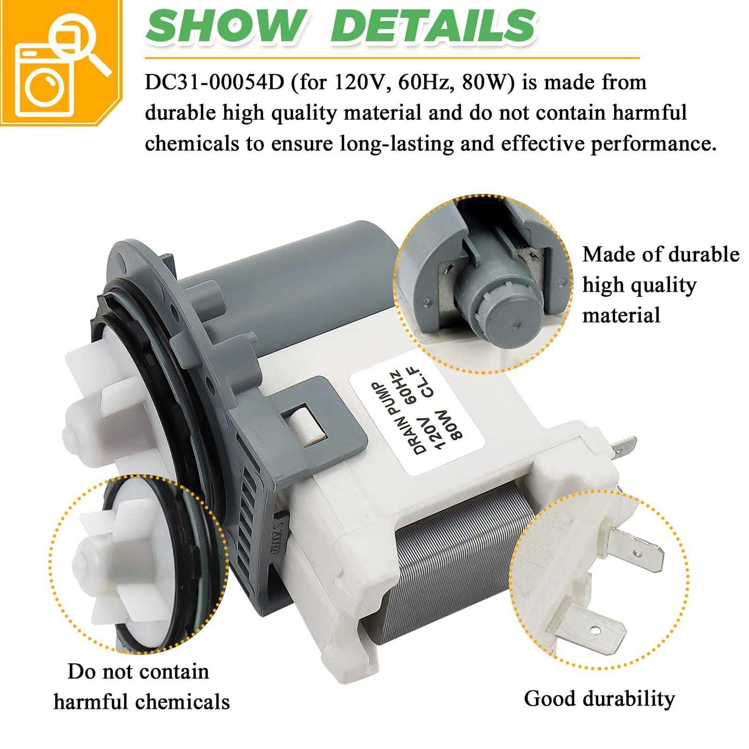 Techecook A00126401 AP5690431 Dishwasher Drain Pump OEM - Inhomebuy
