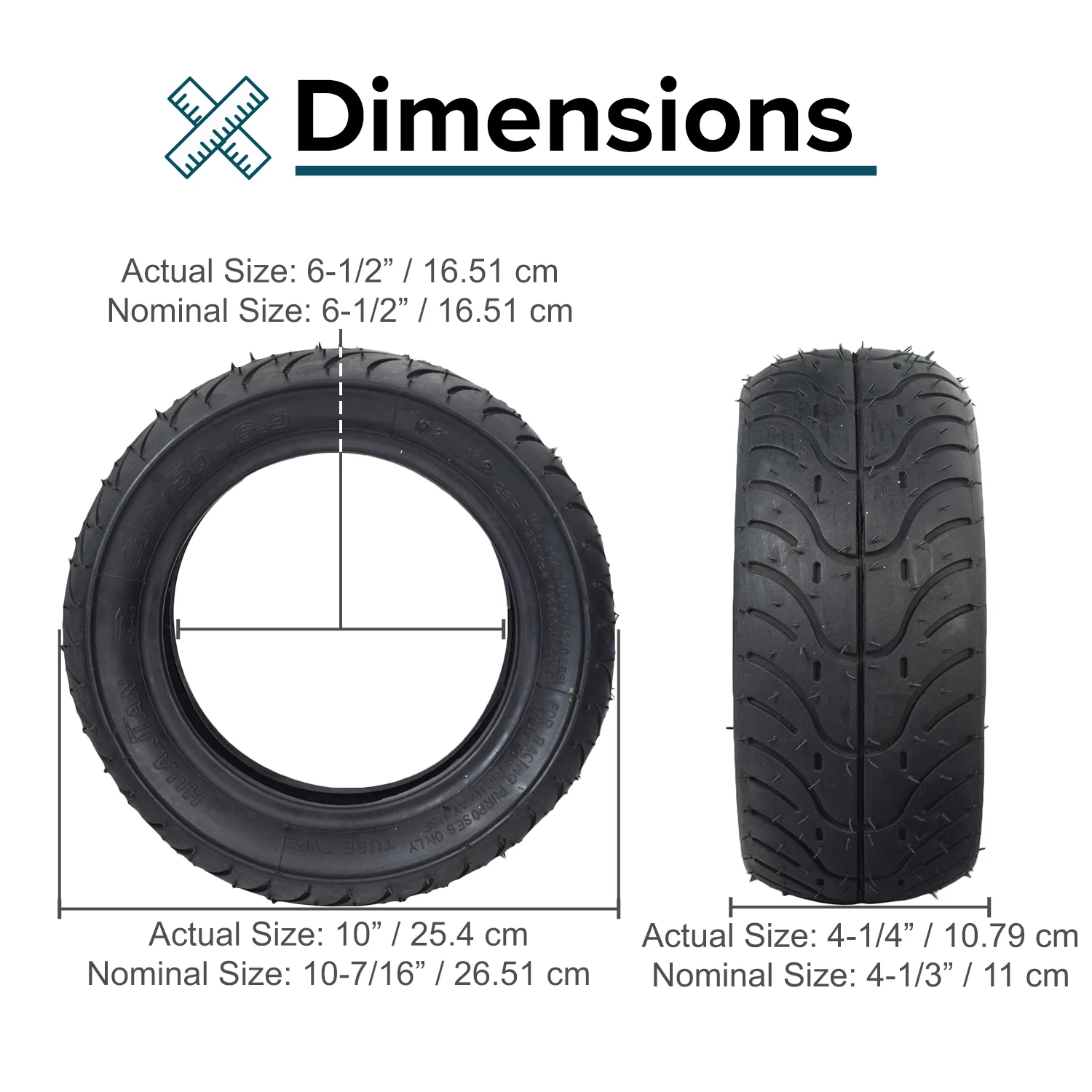 AlveyTech 110/50-6.5 Tire for Mini Bikes - Inhomebuy