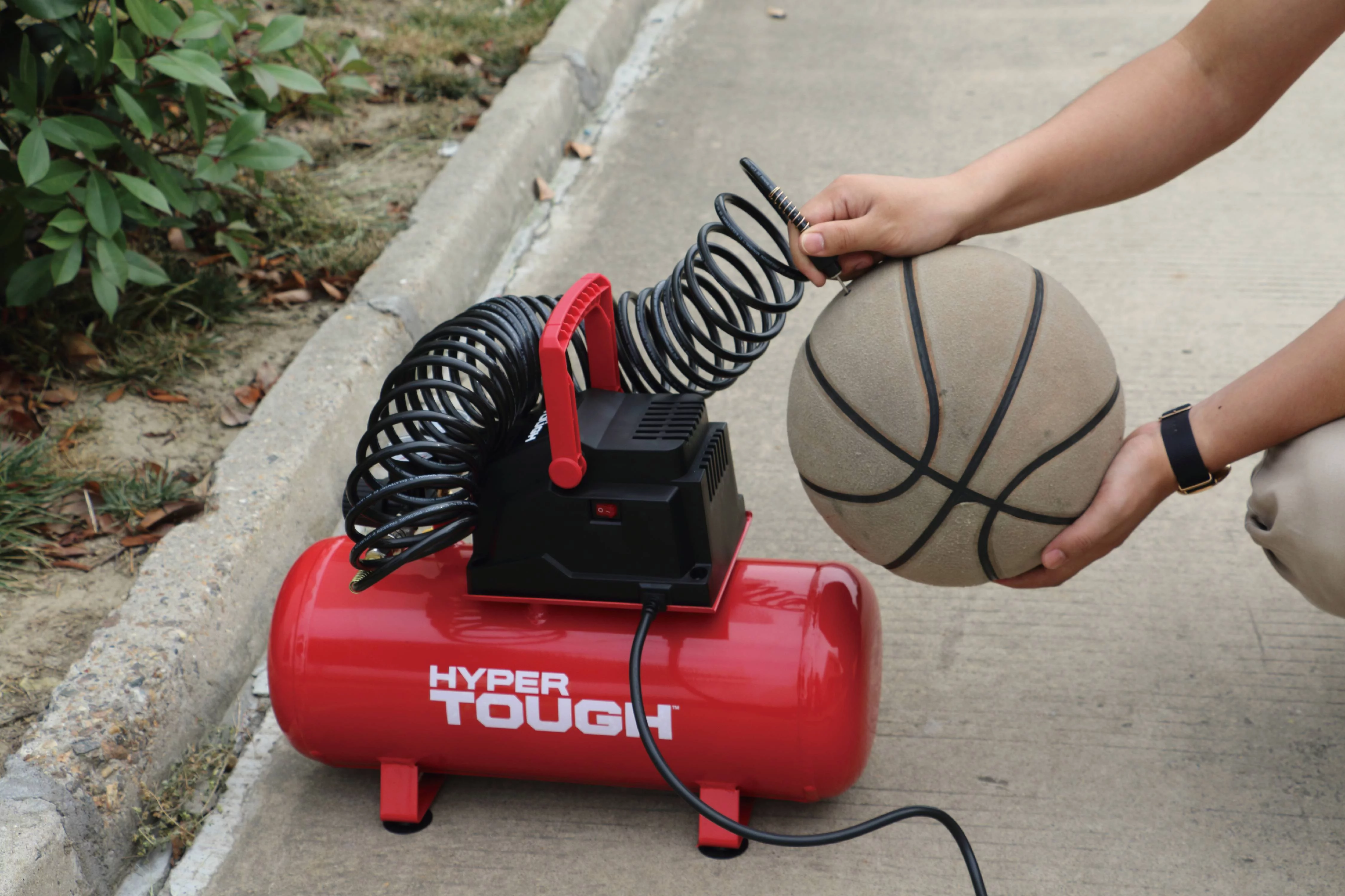 Hyper Tough 3 Gallon Oil Free Portable Air Compressor, 100PSI, Red - Inhomebuy