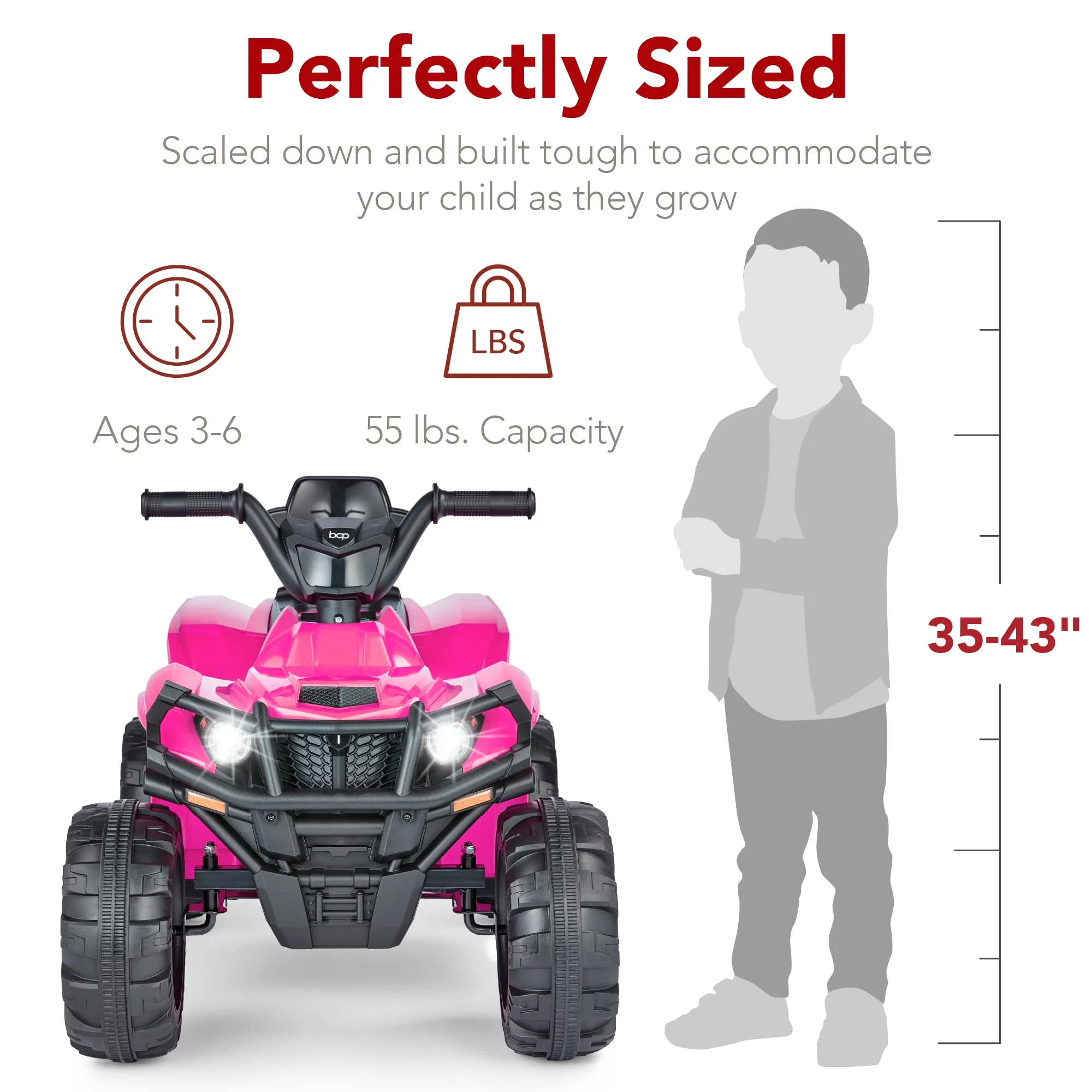 Best Choice Products 12V Kids Ride-On ATV Quad w/ Bluetooth, 2.4mph Max, Treaded Tires, LED Lights, Radio - Black - Inhomebuy