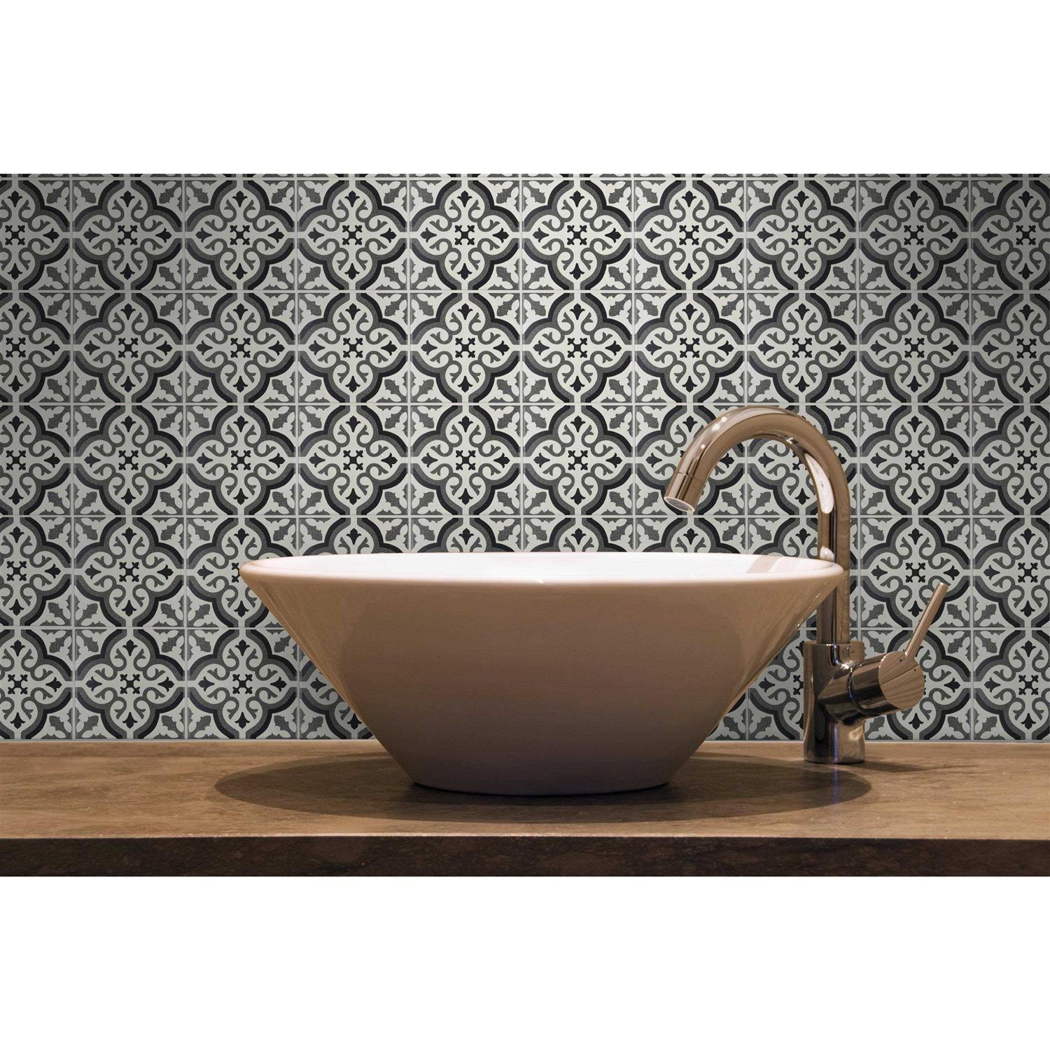 Mosaic Tile Outlet Deco Patterned Black Gray White Matte Porcelain Tile - Inhomebuy
