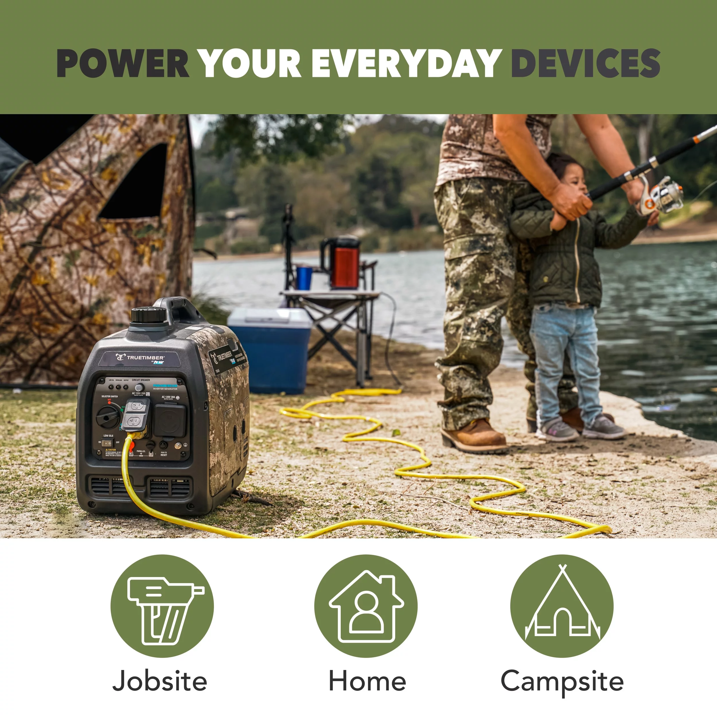 Truetimber 4000-Watt Super Quiet Gasoline Powered Inverter Generator by Pulsar - Inhomebuy