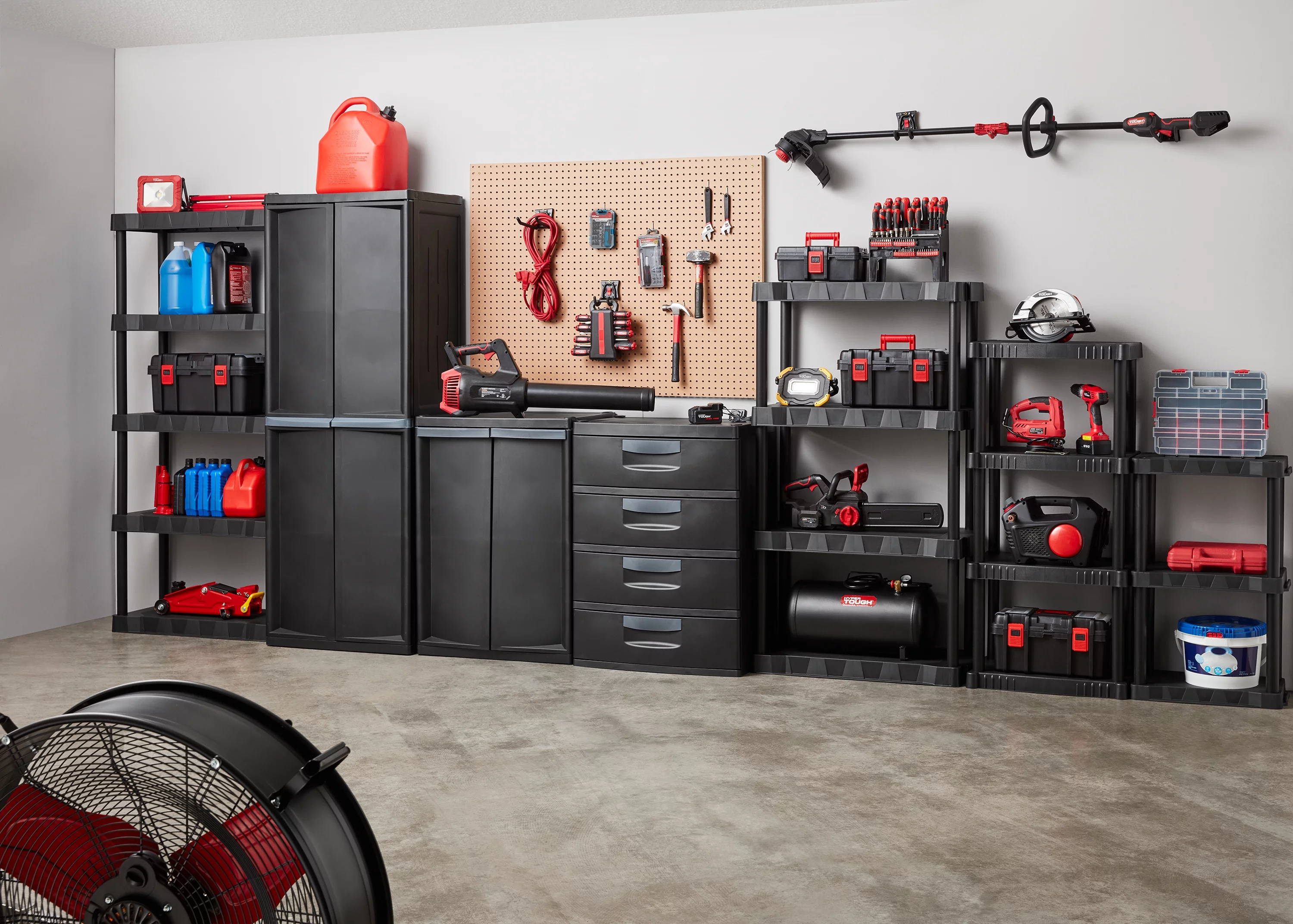 Hyper Tough 4-Shelf Plastic Garage Shelves, Black, Holds up to 340 lbs (3 Pack) - Inhomebuy