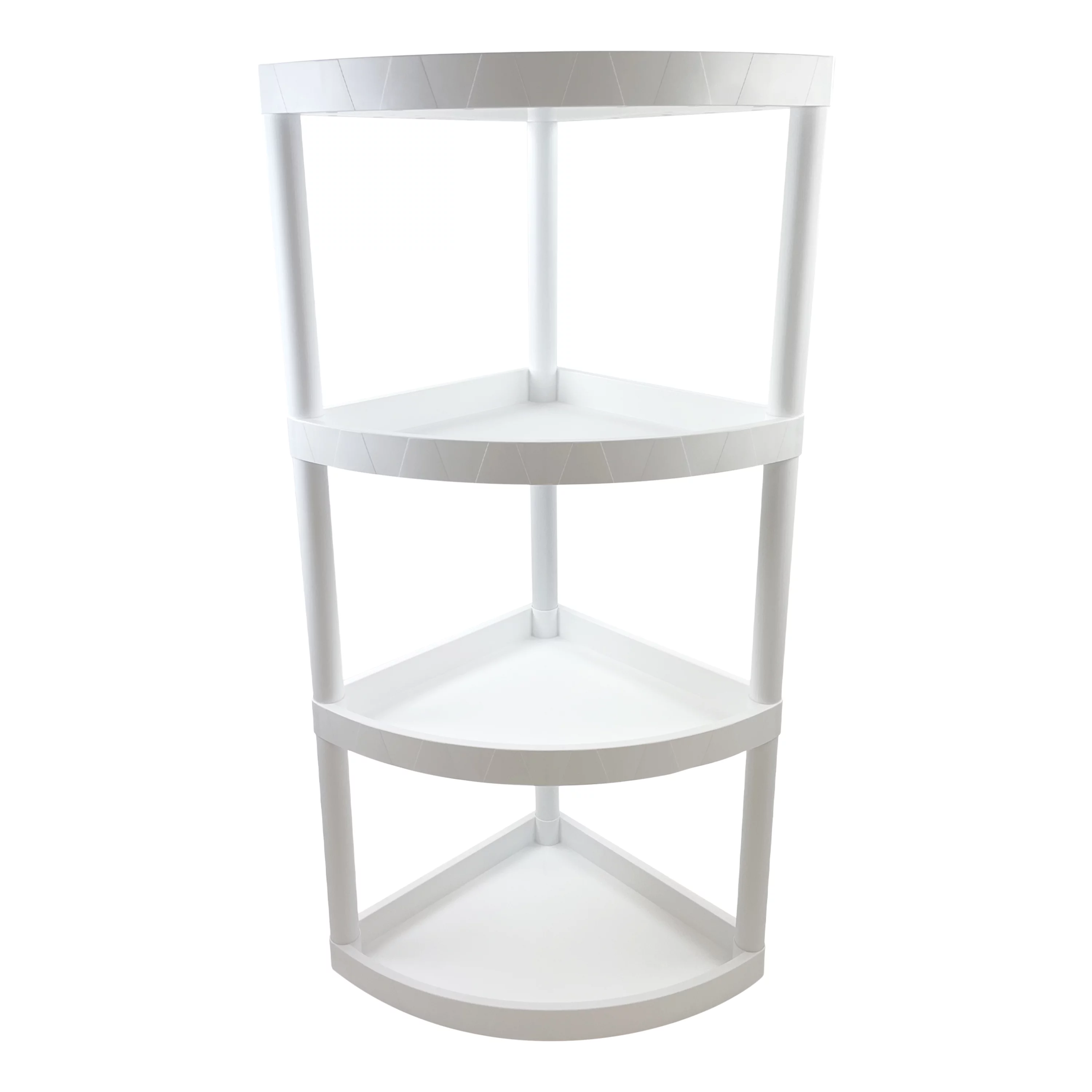 Hyper Tough 4 Tier Plastic Storage Corner Shelf, 20 lb per Shelf Capacity, White, Adult - Inhomebuy