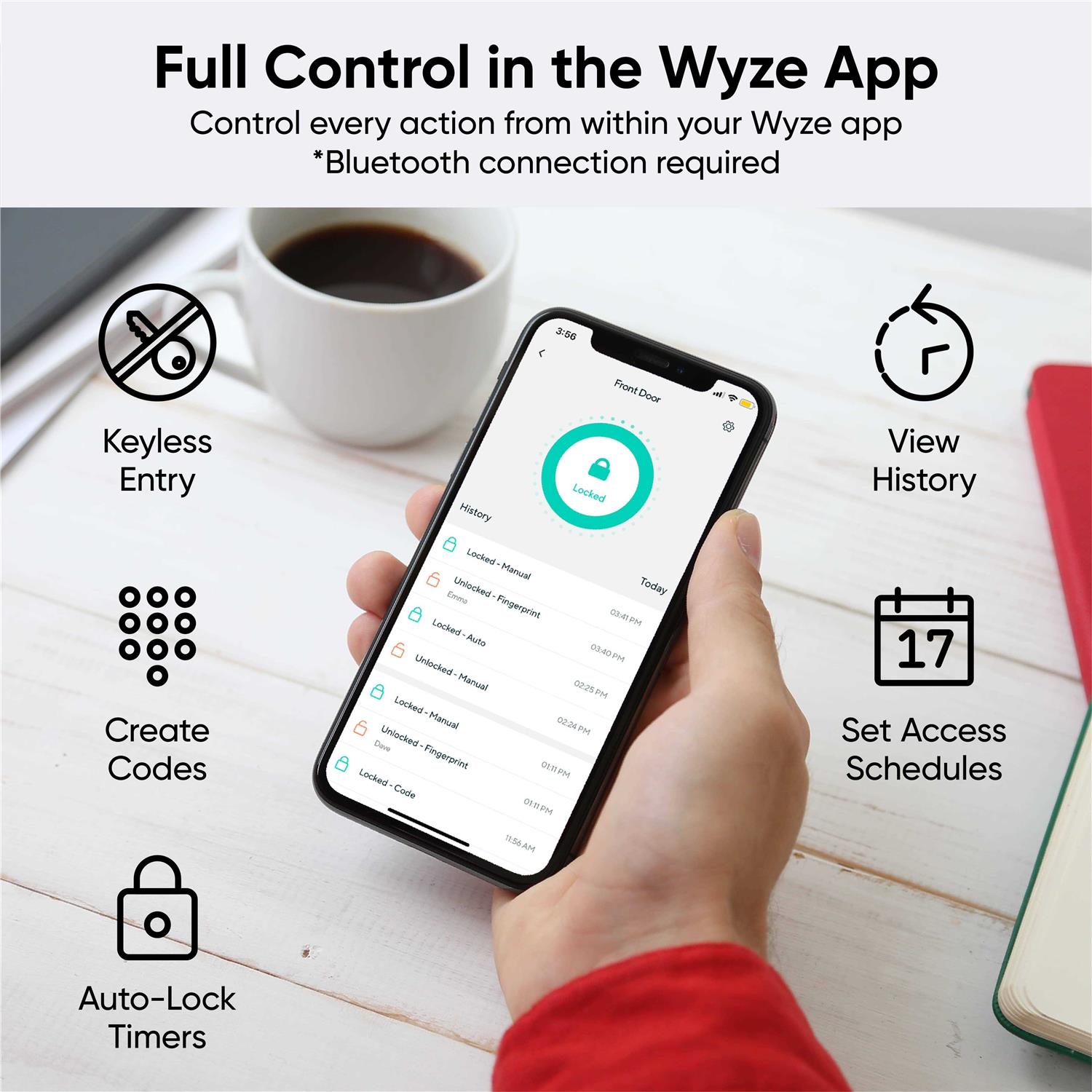Wyze Lock Bolt Fingerprint Keyless Entry Door Smart Bluetooth - Inhomebuy