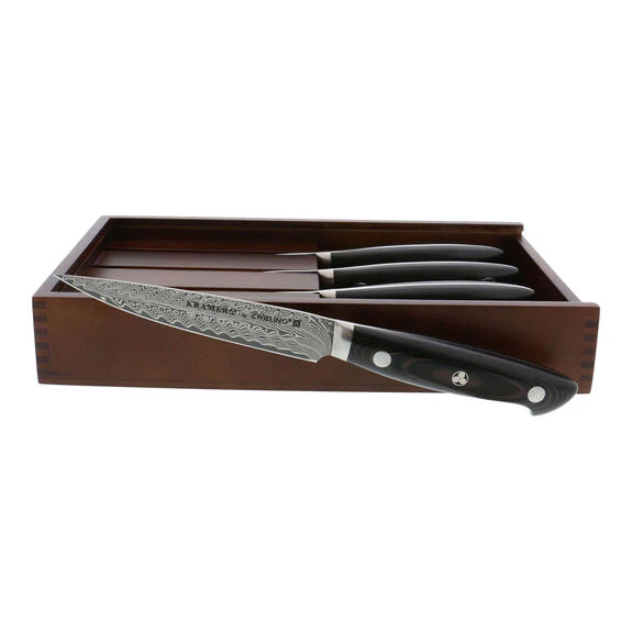 ZWILLING 4pc Steak Knife Set, Kramer - EUROLINE Stainless Damascus Collection Series - Inhomebuy