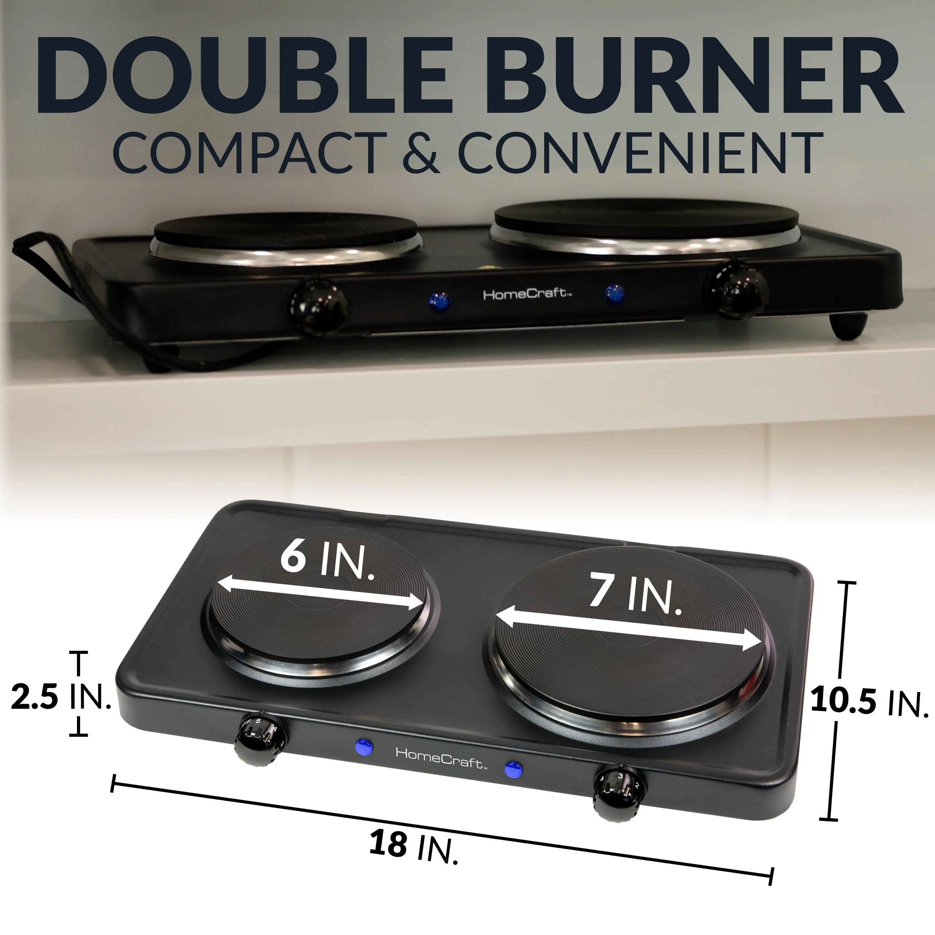 HomeCraft�?Double Burner Hot Plate - Inhomebuy