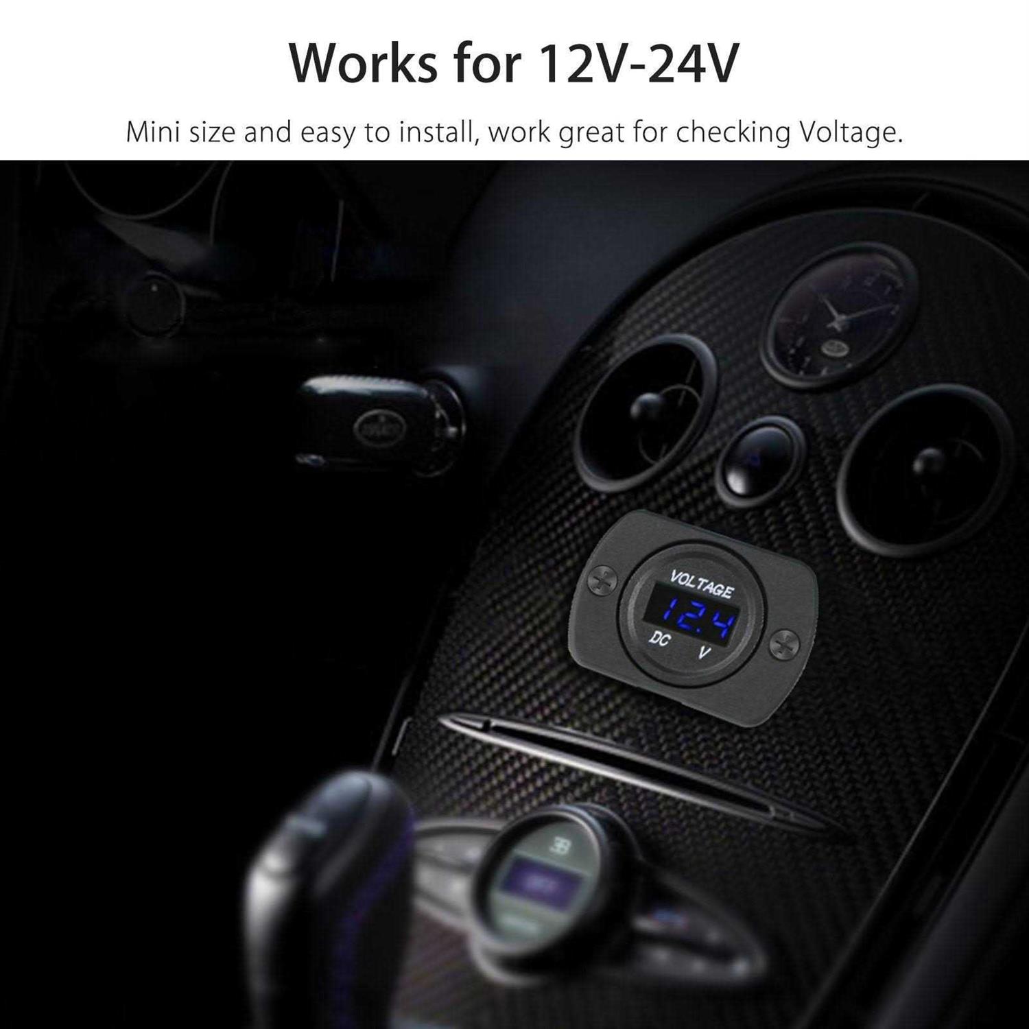 DC 12V 24V Car Voltmeter with LED Digital Display - Inhomebuy