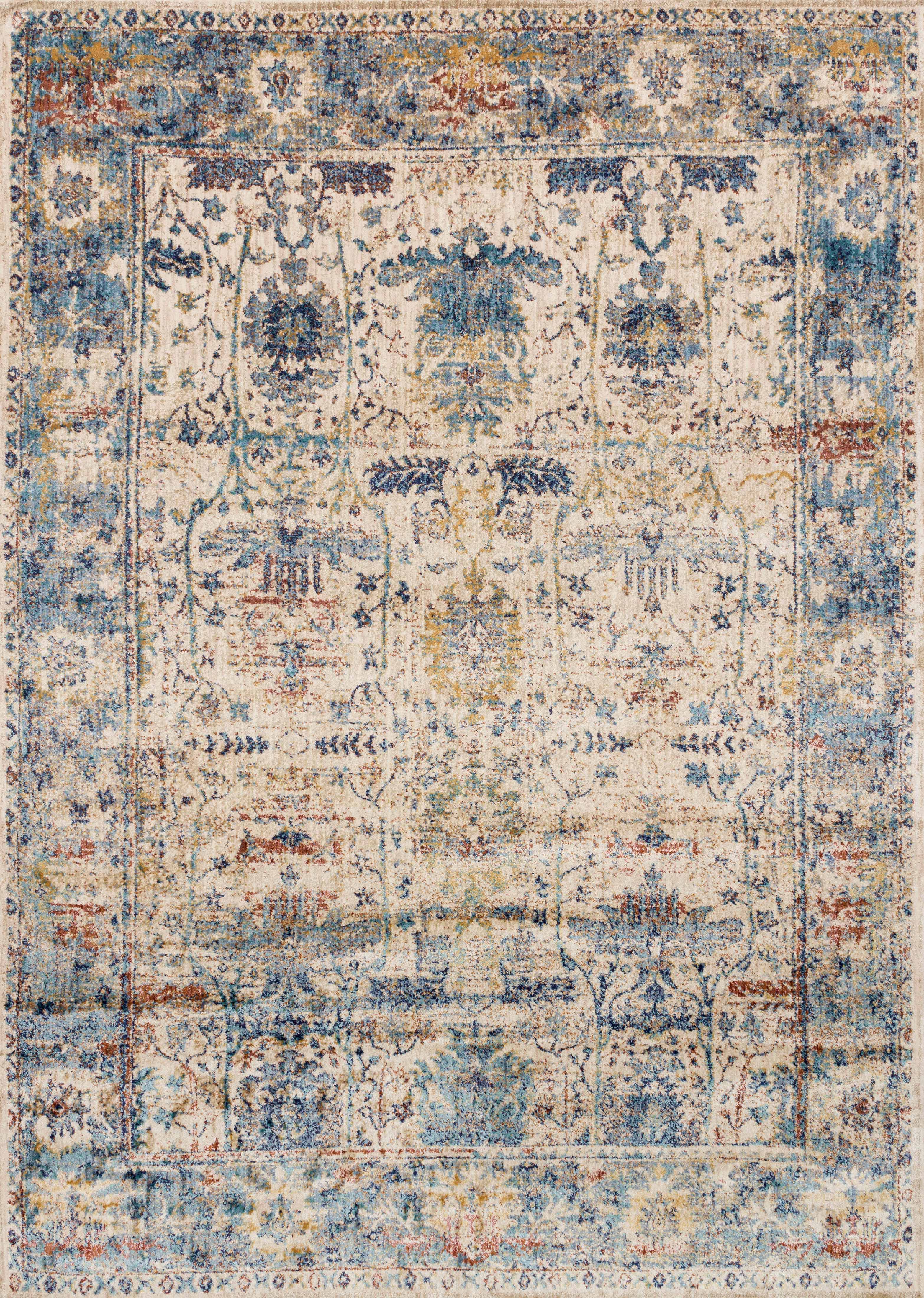 Loloi Rugs Anastasia Collection Rug in Sand, Lt. Blue - 6'7