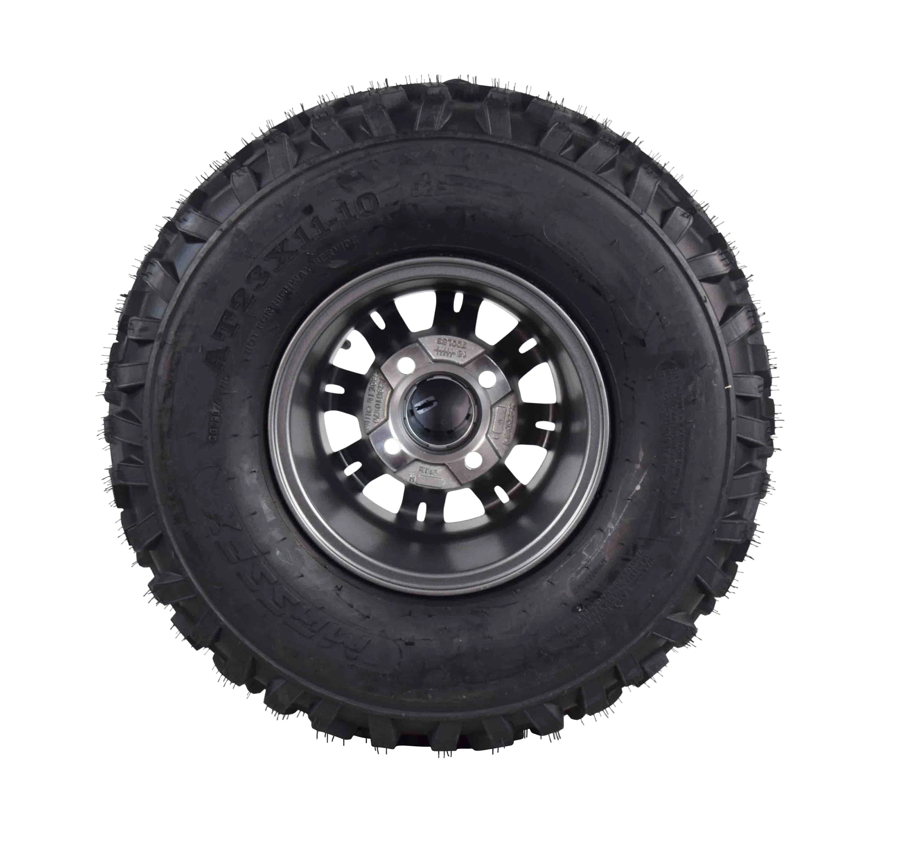 MASSFX 23x11-10 6 Ply Golf Cart Tire 23x11x10 & Gun Metal Wheel Kit A238 10x7 4/101.6 - Inhomebuy