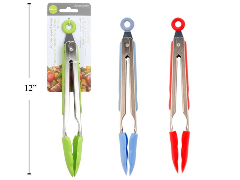 L.Gourmet 9'' Silicone Tongs with Pull Lock | 70297 - Inhomebuy