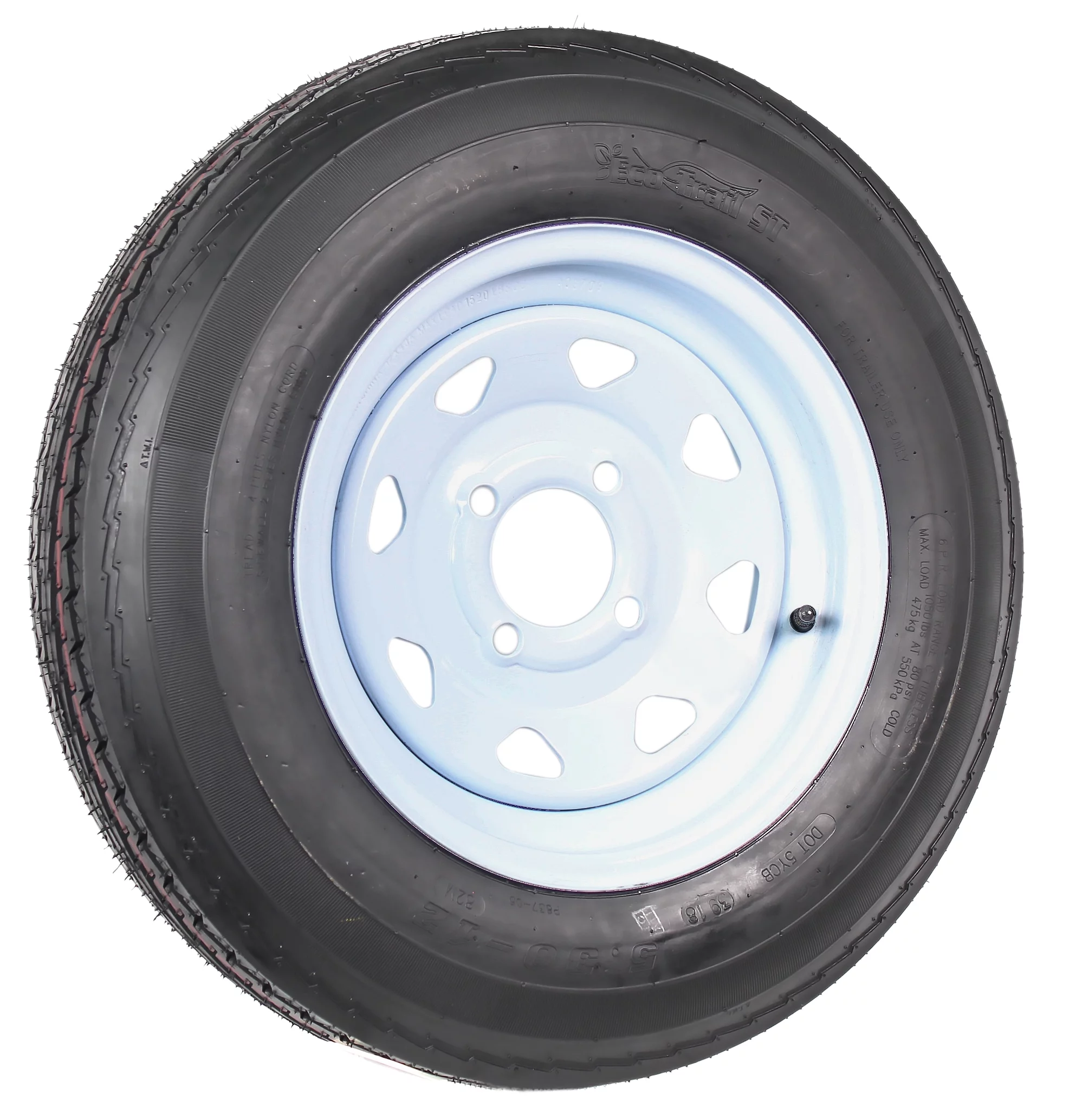 2-Pack Trailer Tires On White Wheel Rims 530-12 5.30-12 5.30 x 12 Load C 4 Lug - Inhomebuy