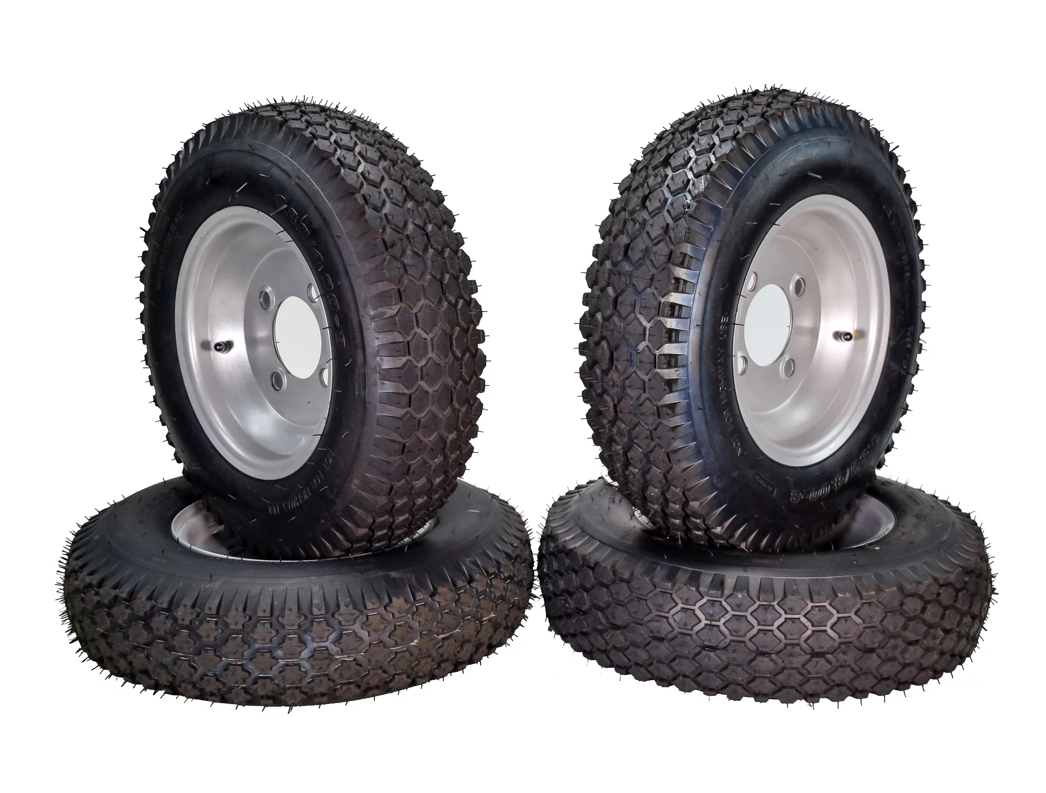 MASSFX 4.80/4.00-8 4 Ply Pre-Mounted 4x4 Bolt Tubeless Trailer Tire (Two Pack) - Inhomebuy