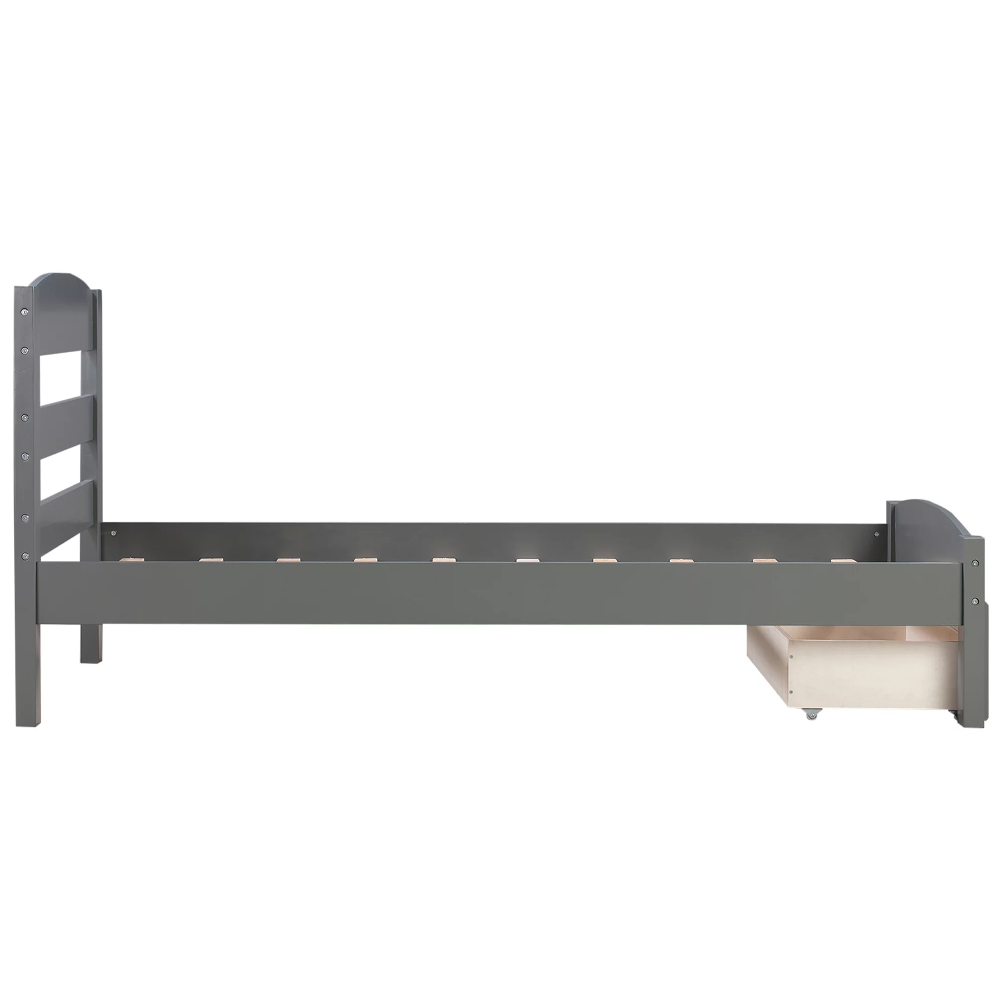 Twin Bed for Kids with Storage Drawer, Upgrade Pine Wood Bed Frame with Headboard and Footboard, Modern Kids Bed Furniture for Bedroom, Holds 275 lb, No Box Spring Needed, White - Inhomebuy